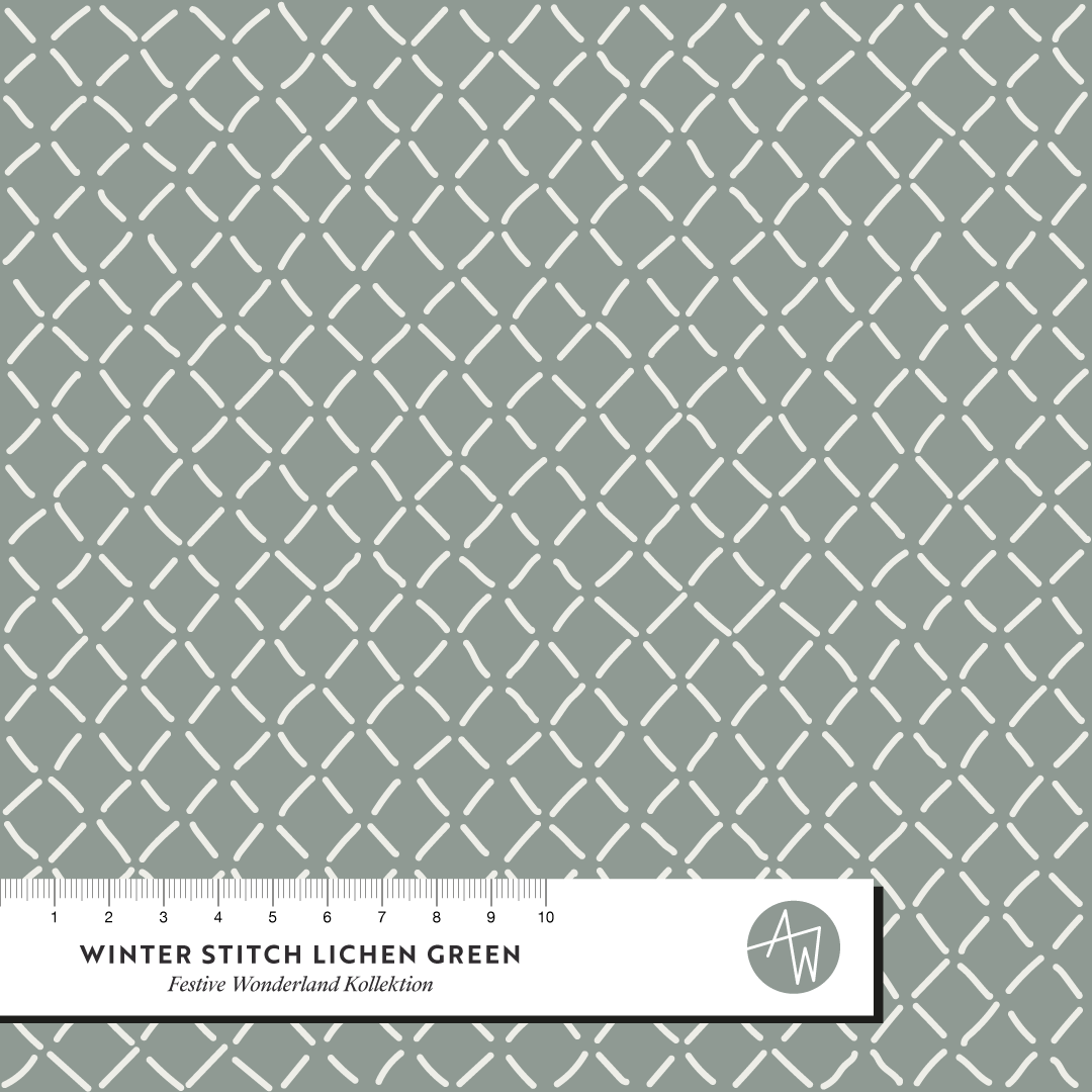 Bio Stoff - Winter Stitch Lichen grün