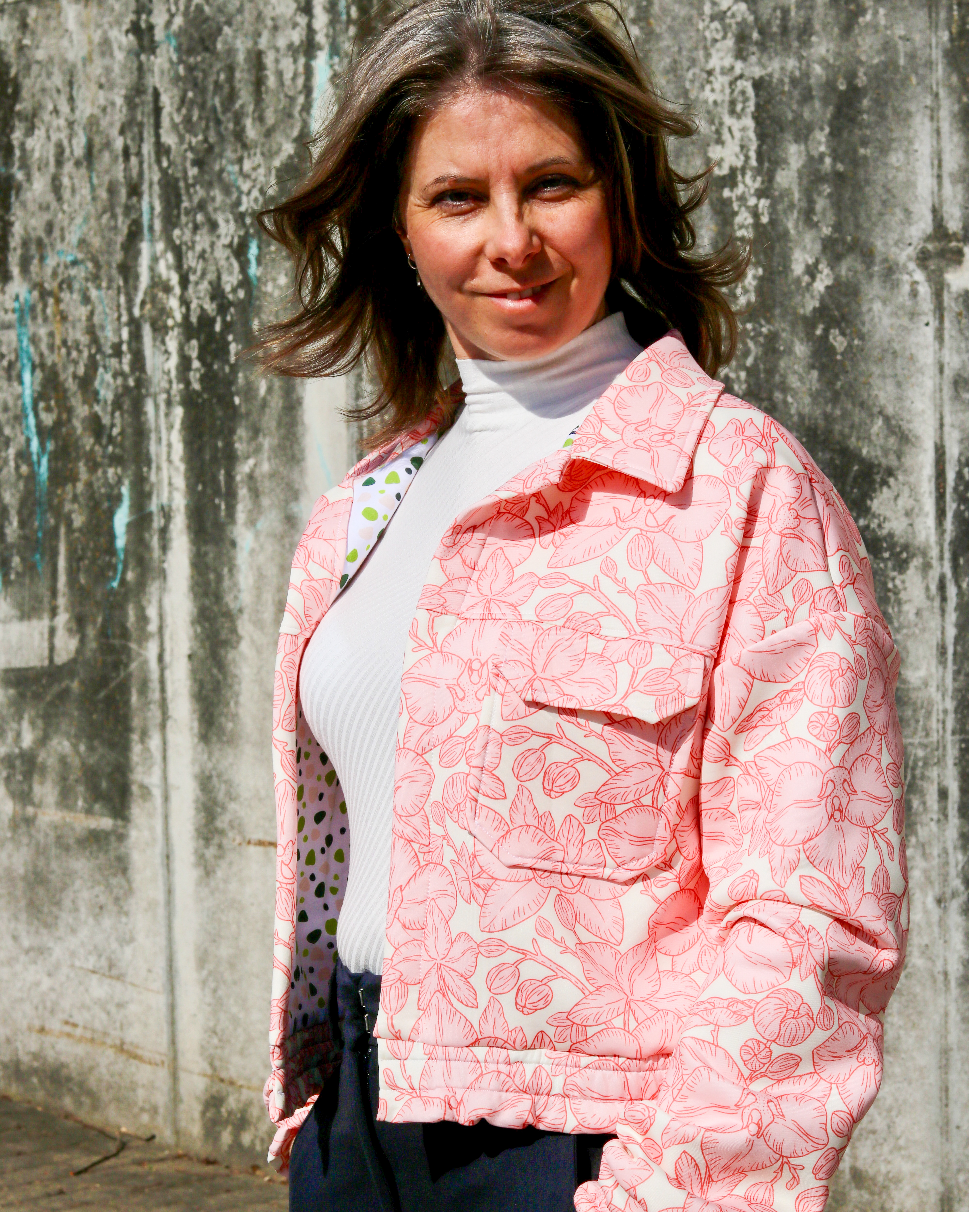 Bio Stoff  - Orchideenliebe Blütenherz rosa