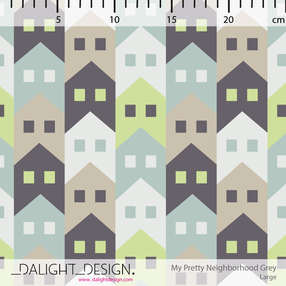 Bio Stoff  -  My Pretty Neighborhood Grey Large - DalightDesign, Geometrische Muster, bunt