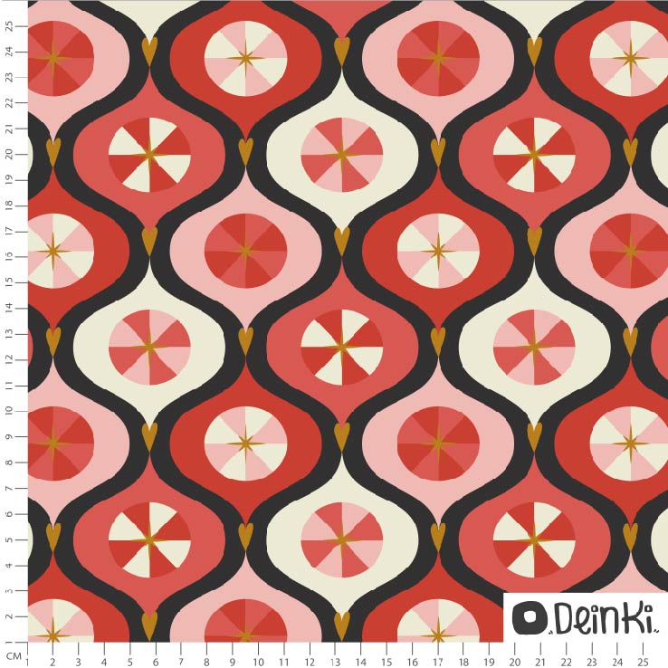 Bio Webware Stoff - Weihnachtskugel - Deinki, grün, schwarz, rot, , 100% Bio-Baumwolle Bio Webware Stoff - Weihnachtskugel - Deinki, grün, schwarz, rot, , 100% Bio-Baumwolle