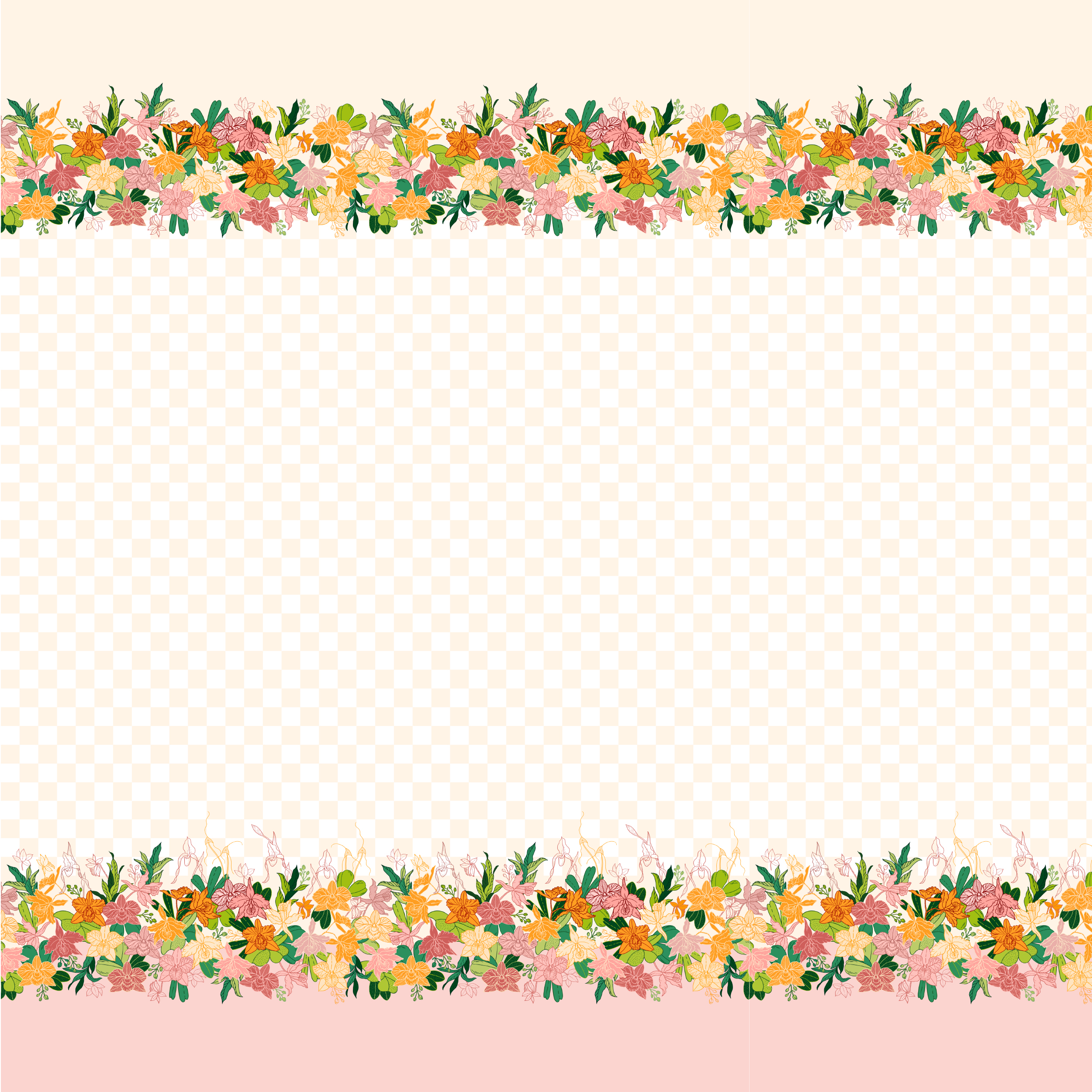 Bio Stoff  - Orchideenliebe Poesie Bordüre