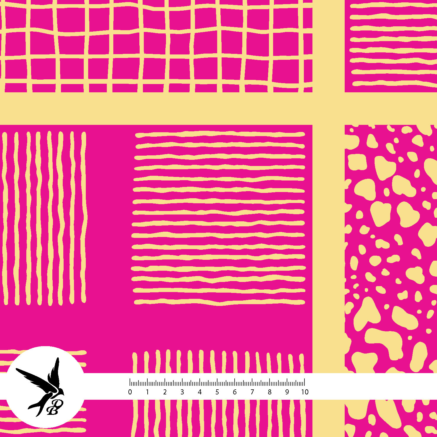 Bio Stoff - Wild Pattern Karo Leo Streifen Pink Orange von Daniela Bonn in pink