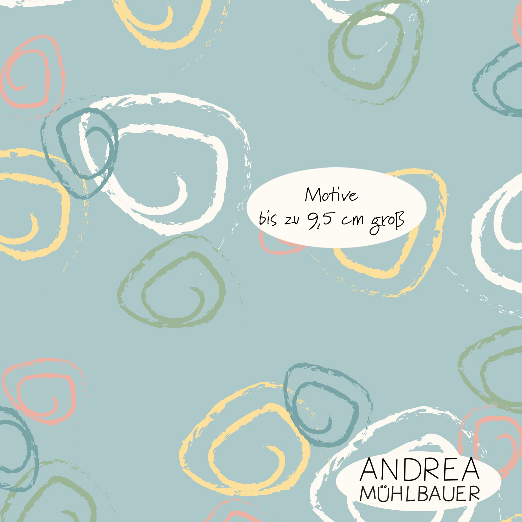 Bio Stoff - Kreidekringel Blau von Andrea Muehlbauer in blau