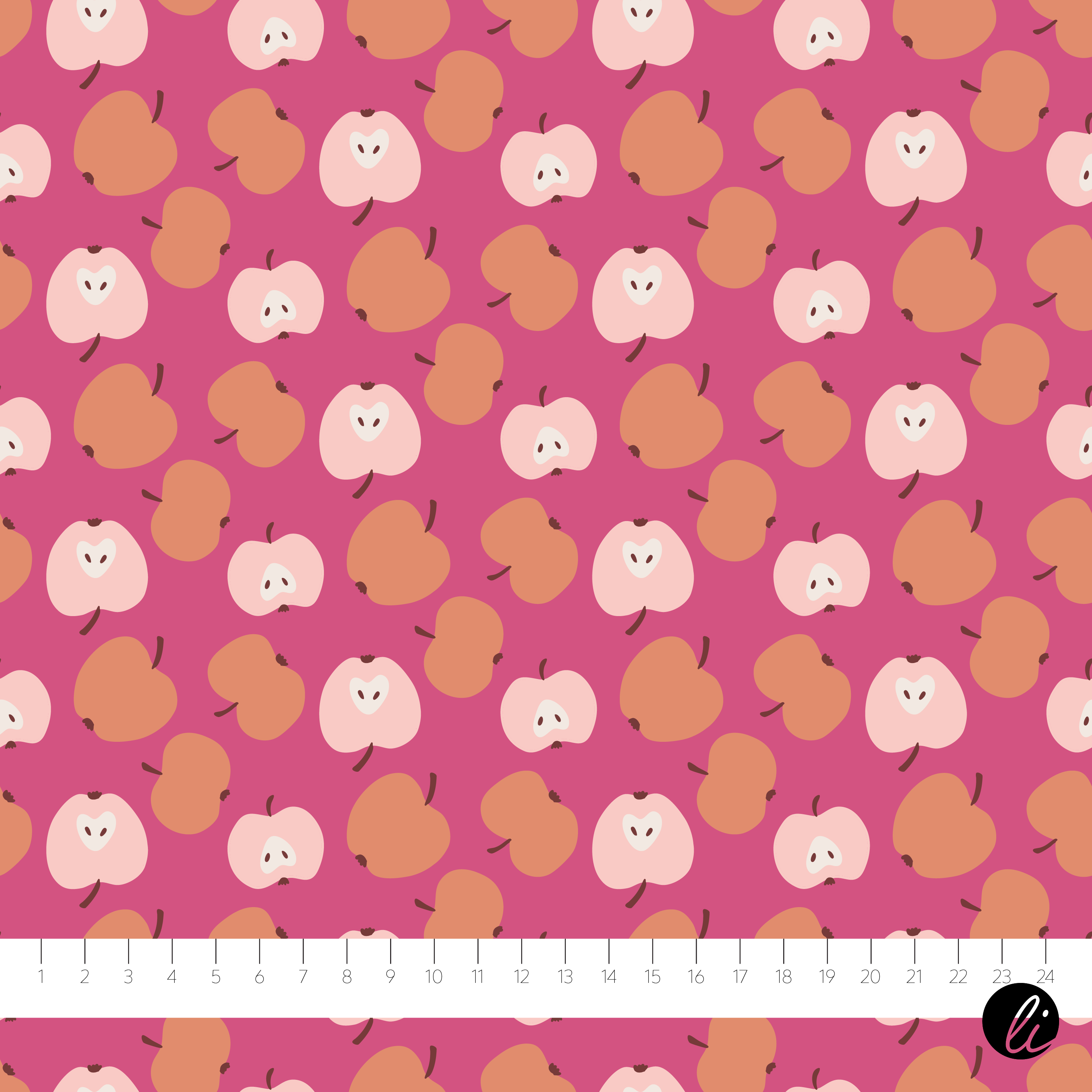 Organic Fabric - Apple Pattern Pink by Andrea Liesert in pink