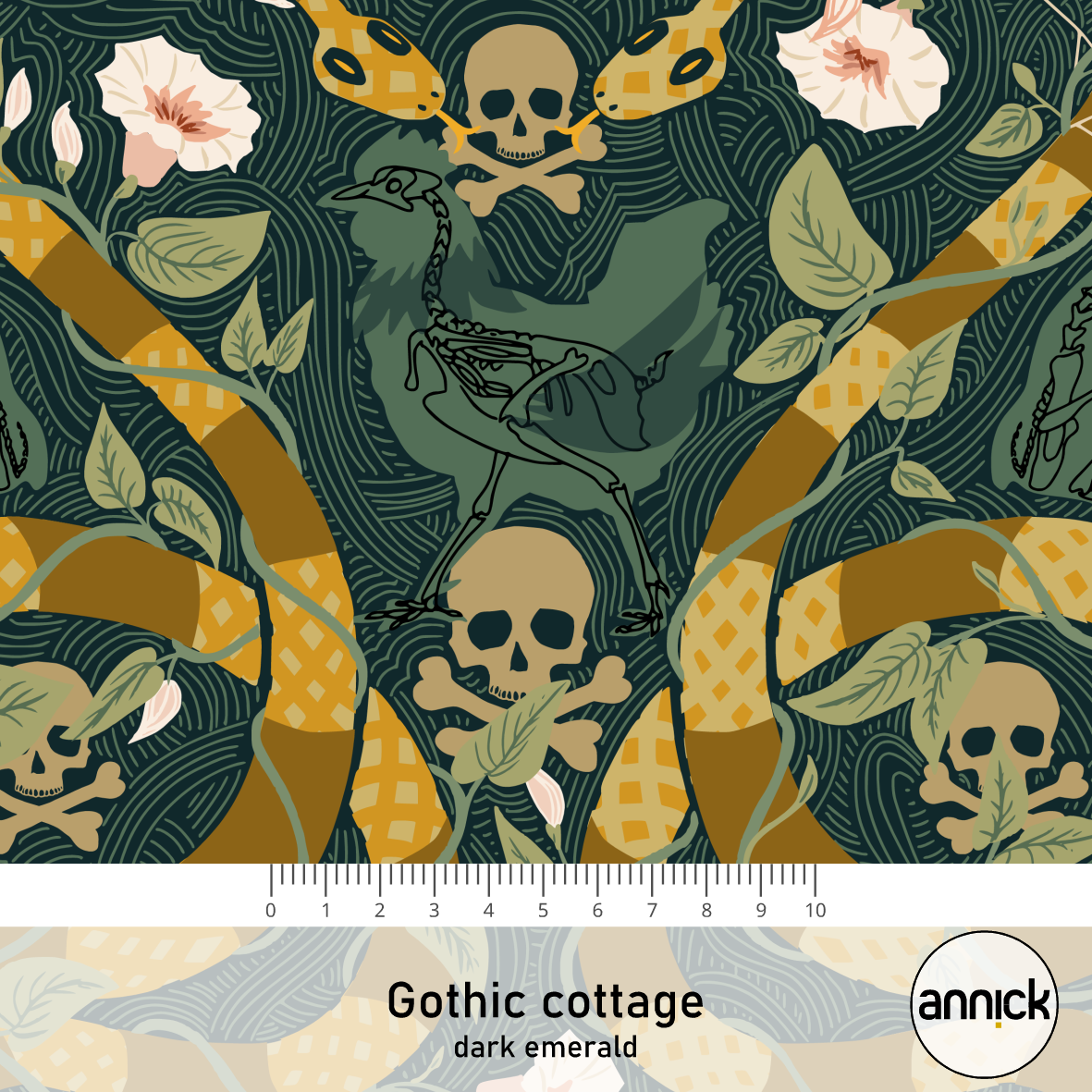 Bio Stoff - Gothic Cottage Dark Emerald von Annick in grün