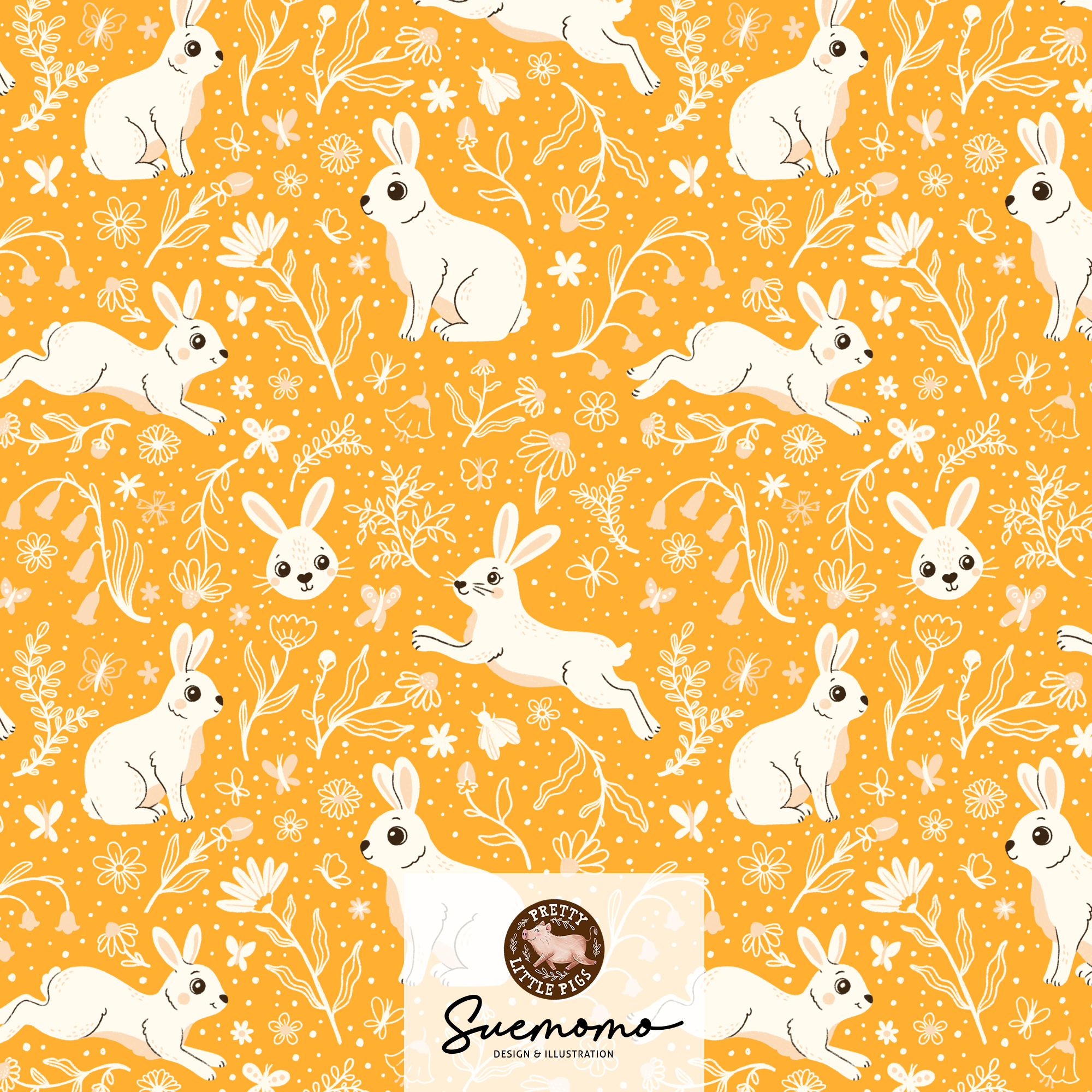 Bio Webware Stoff - Happy Bunnies - PrettyLittlePigs, Tiere, Ostern, rosa, pink, gelb, 100% Bio-Baumwolle Bio Webware Stoff - Happy Bunnies - PrettyLittlePigs, Tiere, Ostern, rosa, pink, gelb, 100% Bio-Baumwolle