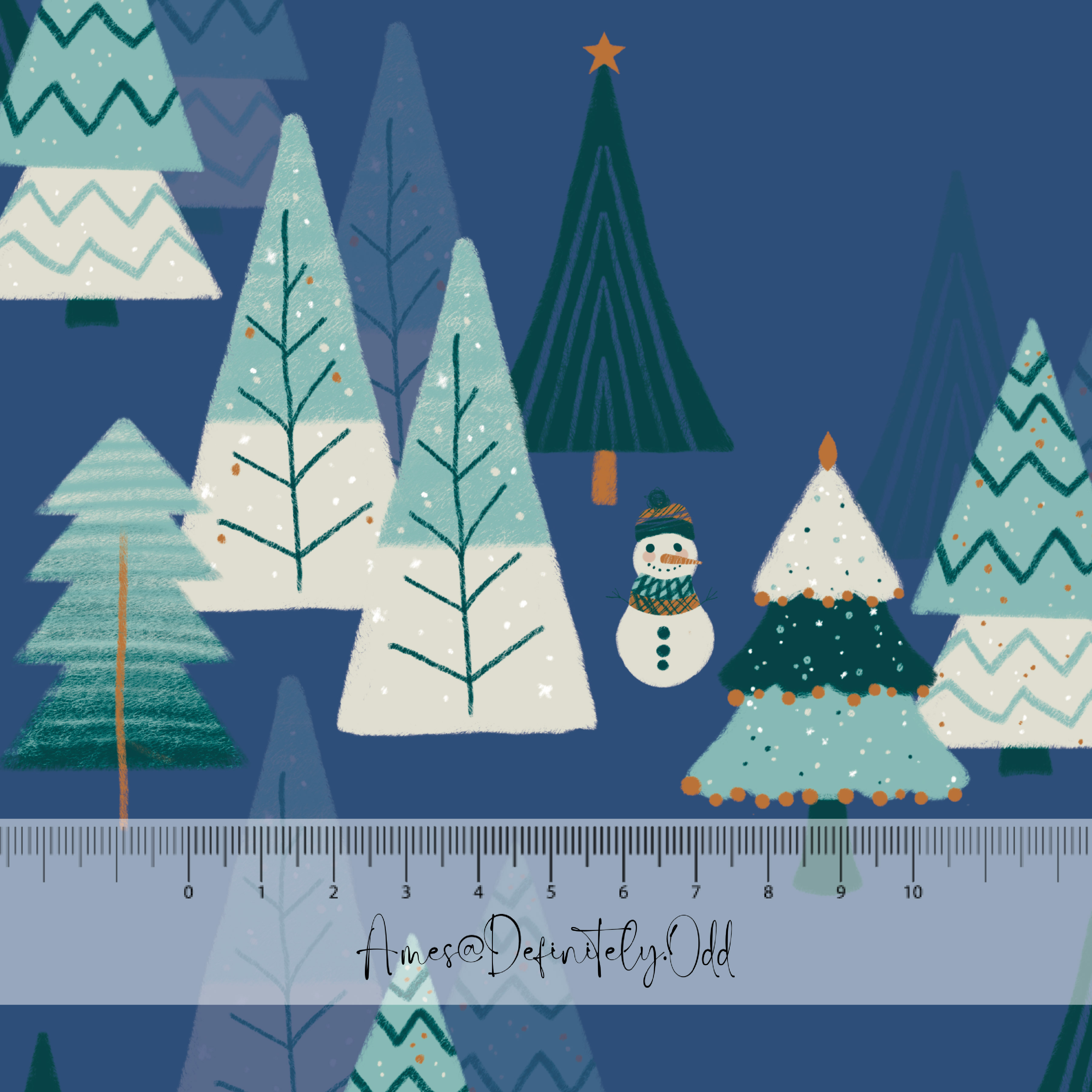 Bio Stoff  - Wunderland blau - AmesDefinitelyOdd, blau, Winter, Wald