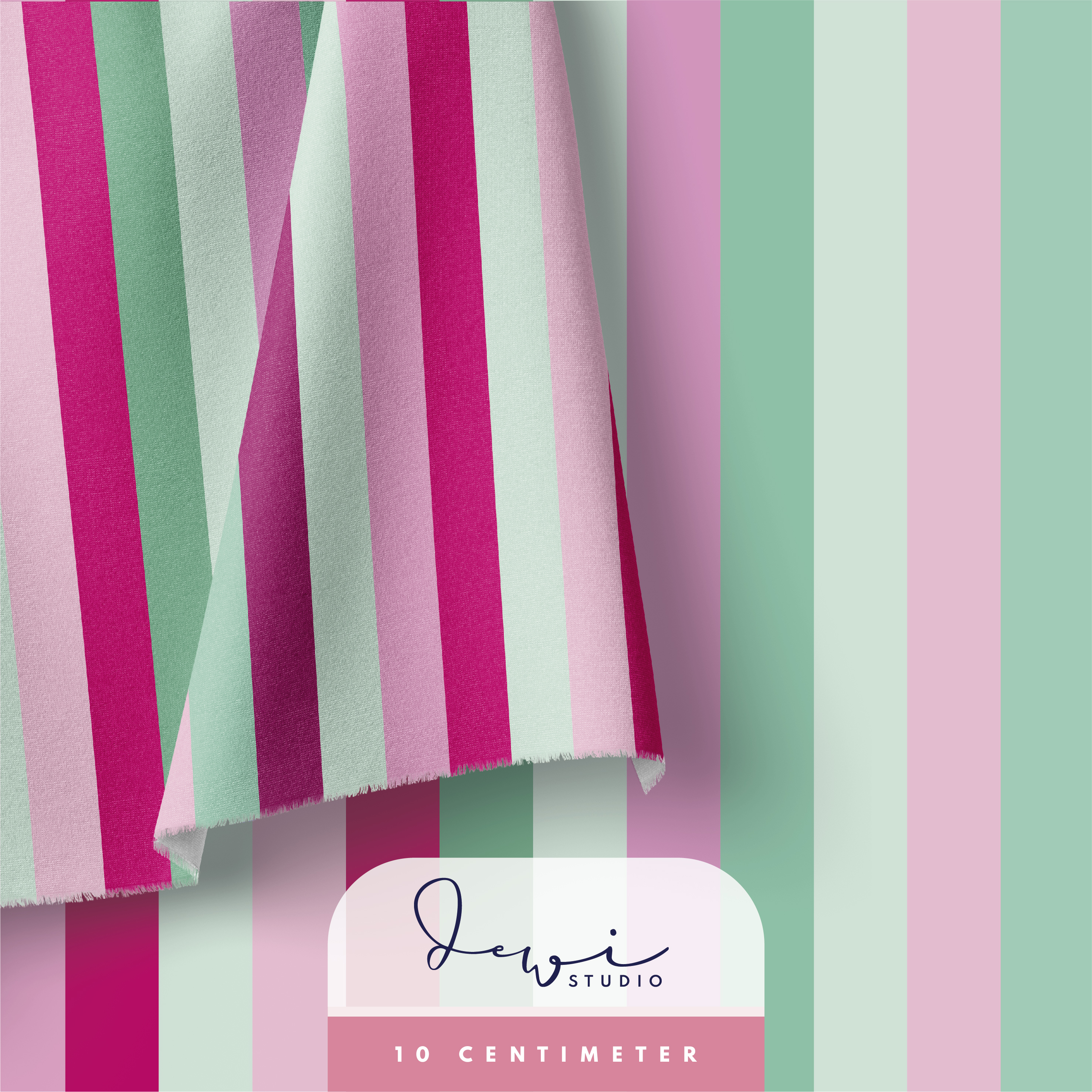 Bio Summersweat Stoff  - Sommerglück Streifen Grün Rosa - DewiStudio, mint, Streifen Breite 150 cm