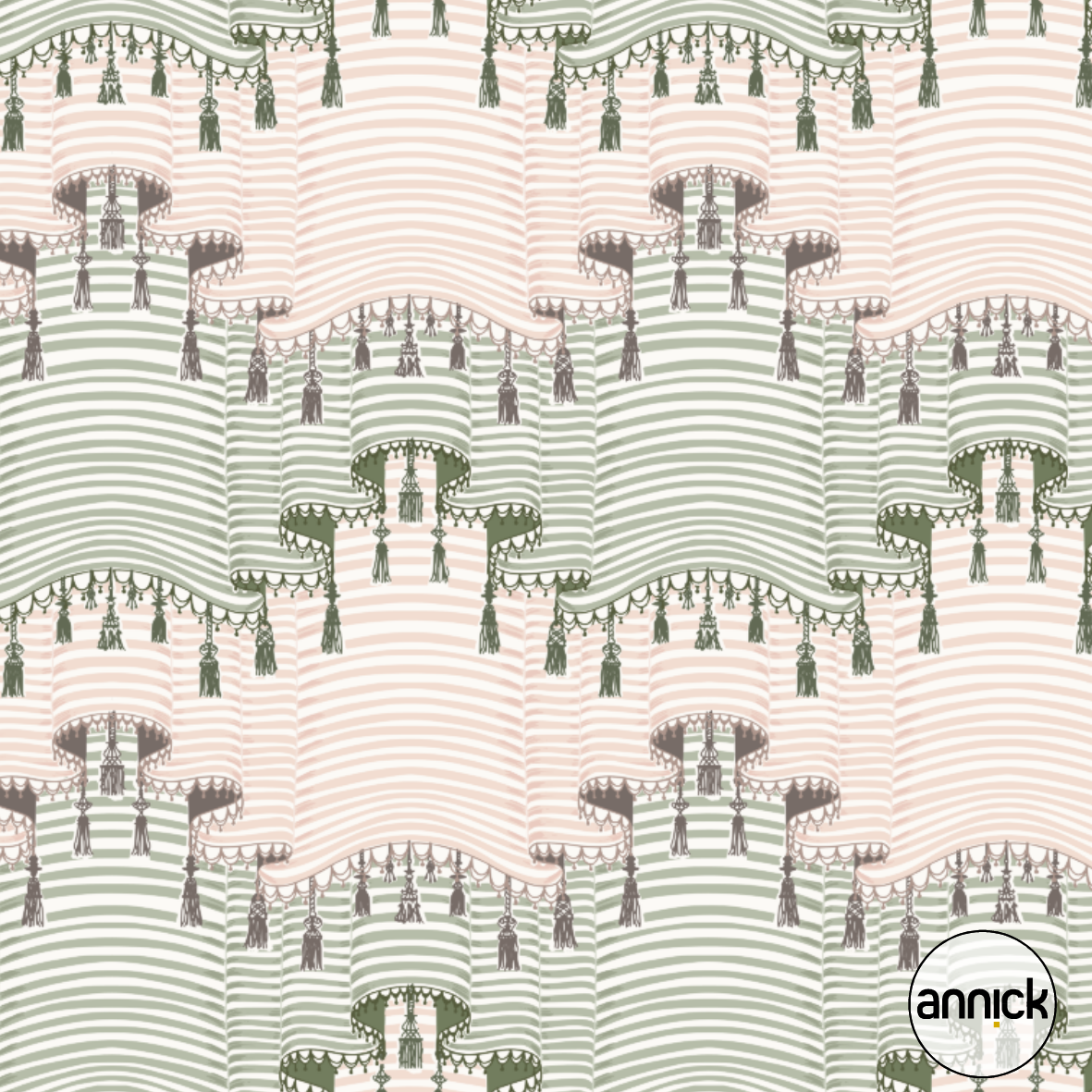 Bio Stoff - Drapes and Tassels powder, sage