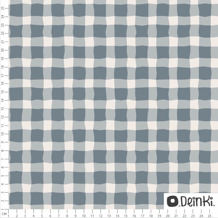 Organic Fabric - Zigzag Check Blue by Deinki in blue
