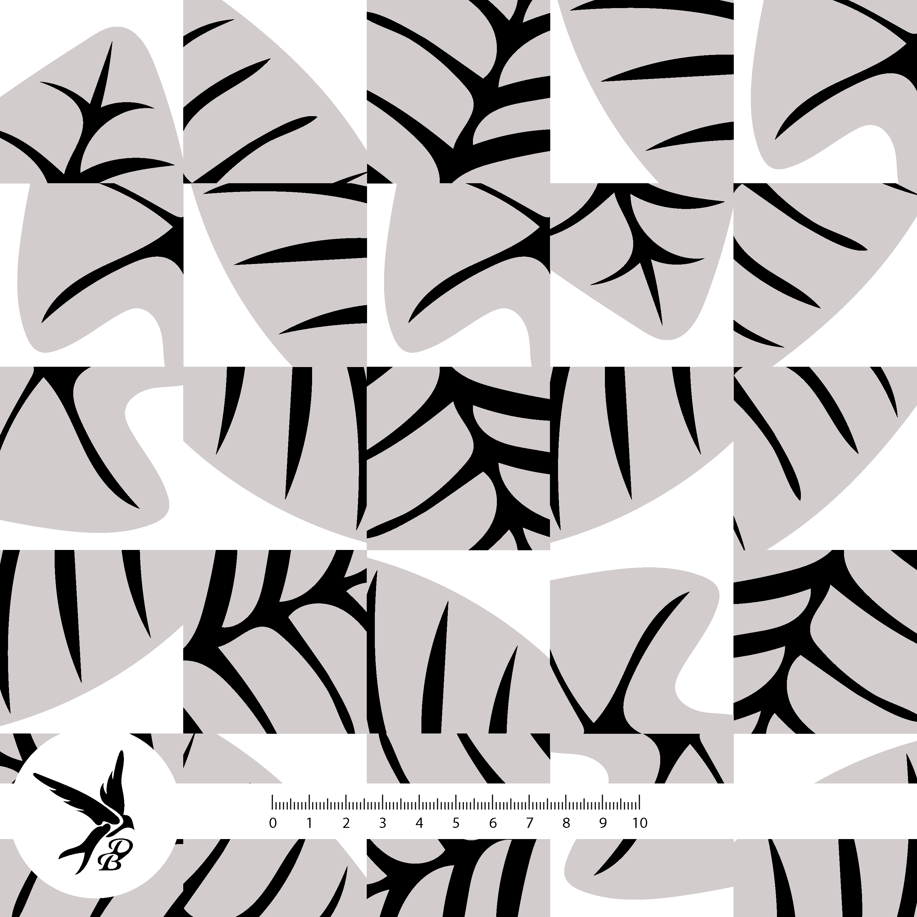 Bio Stoff - Leo Patch Abstrakt Grau von Daniela Bonn in grau