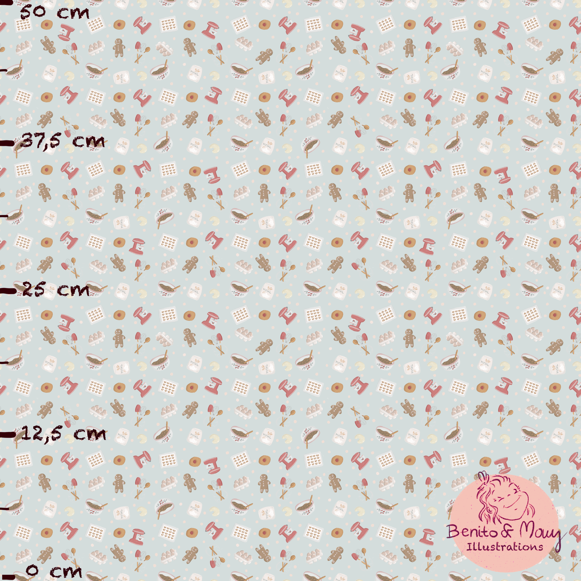 Organic Fabric - Baking Joy light blue