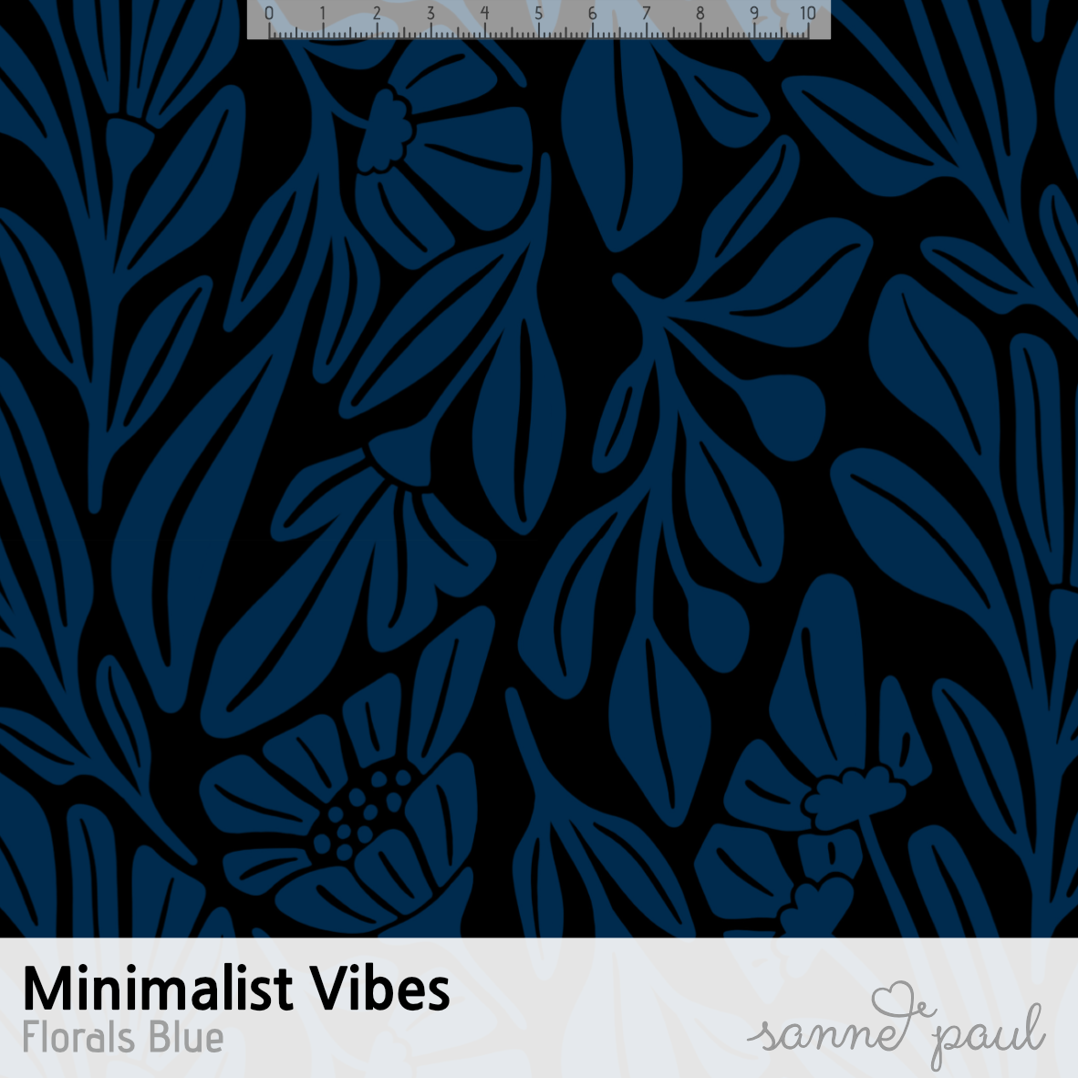 Bio Stoff - Minimalist Vibes Florals Blue von Sanne Paul in blau