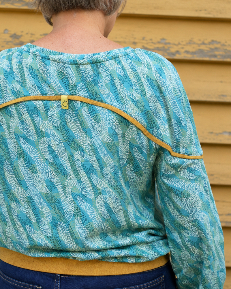 Organic fabric - Sommergold Schwarm petrol