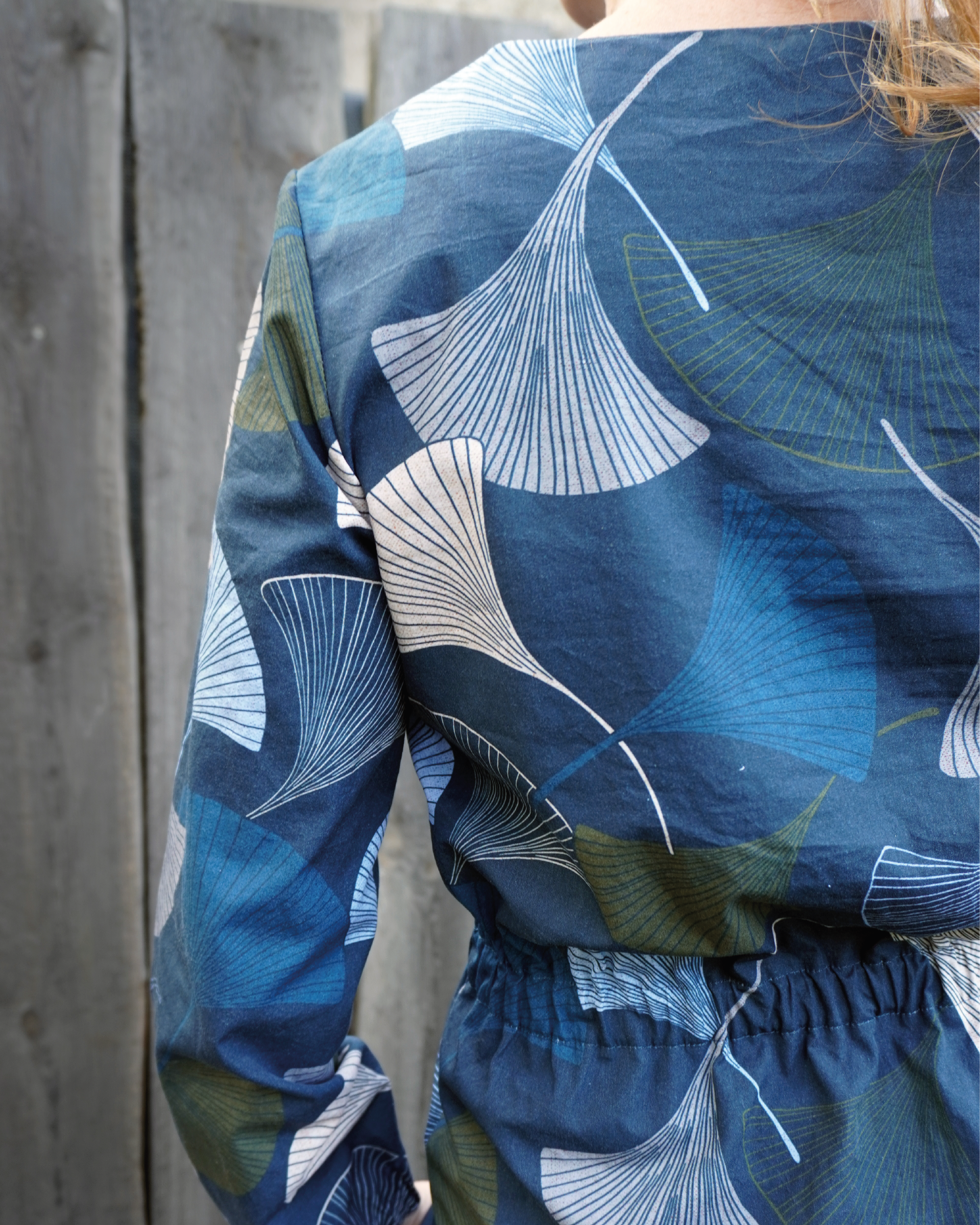 Organic Fabric - Ginkgo Leaves Petrol by Alexandra Weise in petrol