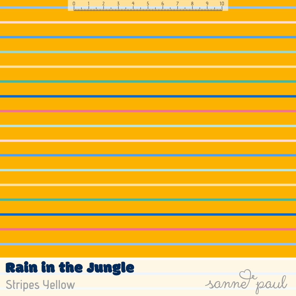 Bio Stoff - Rain In The Jungle Stripes Yellow von Sanne Paul in gelb