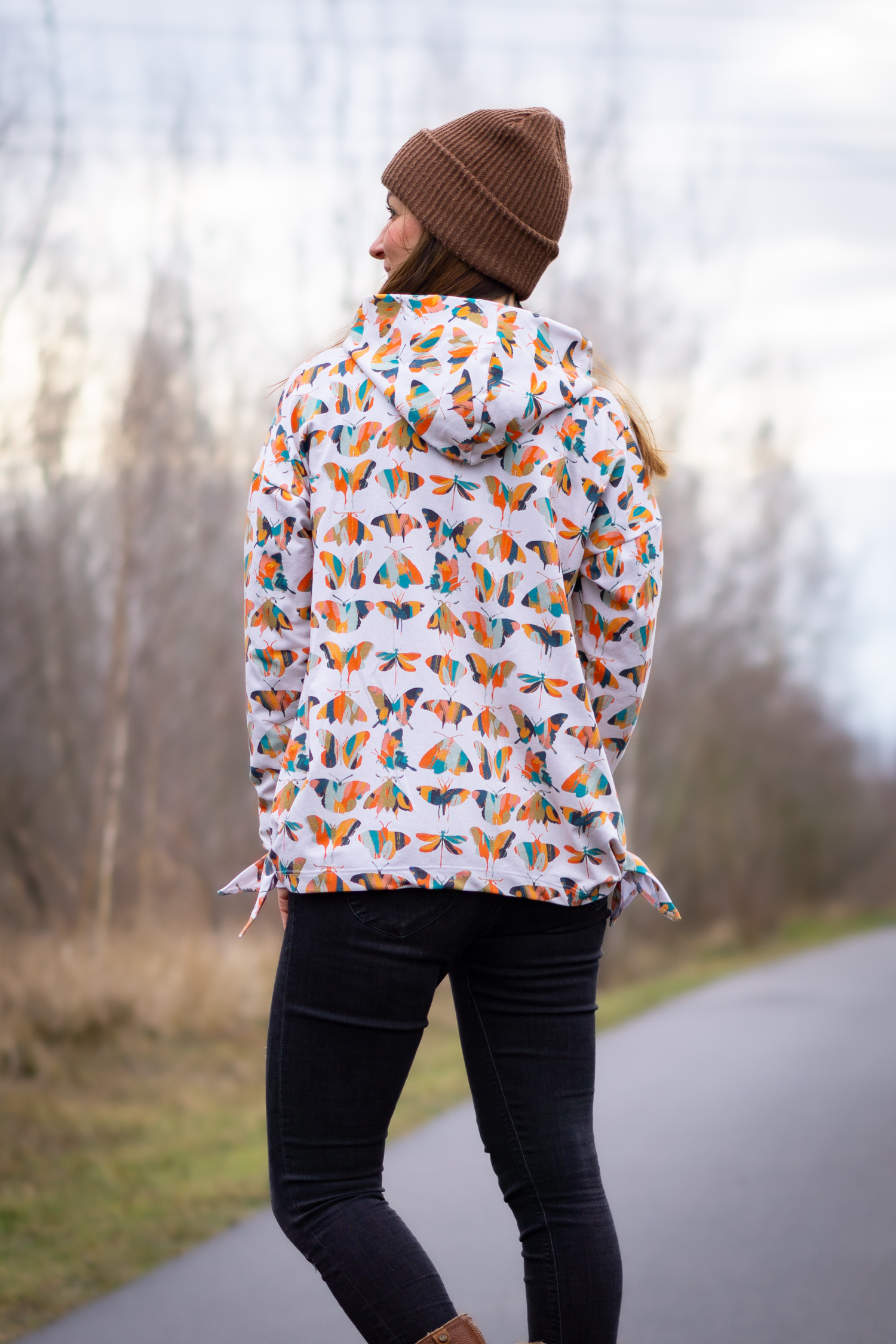 Bio Canvas Stoff  - Colorful Butterflies - Annick, bunt, Tiere, 100% Bio-Baumwolle