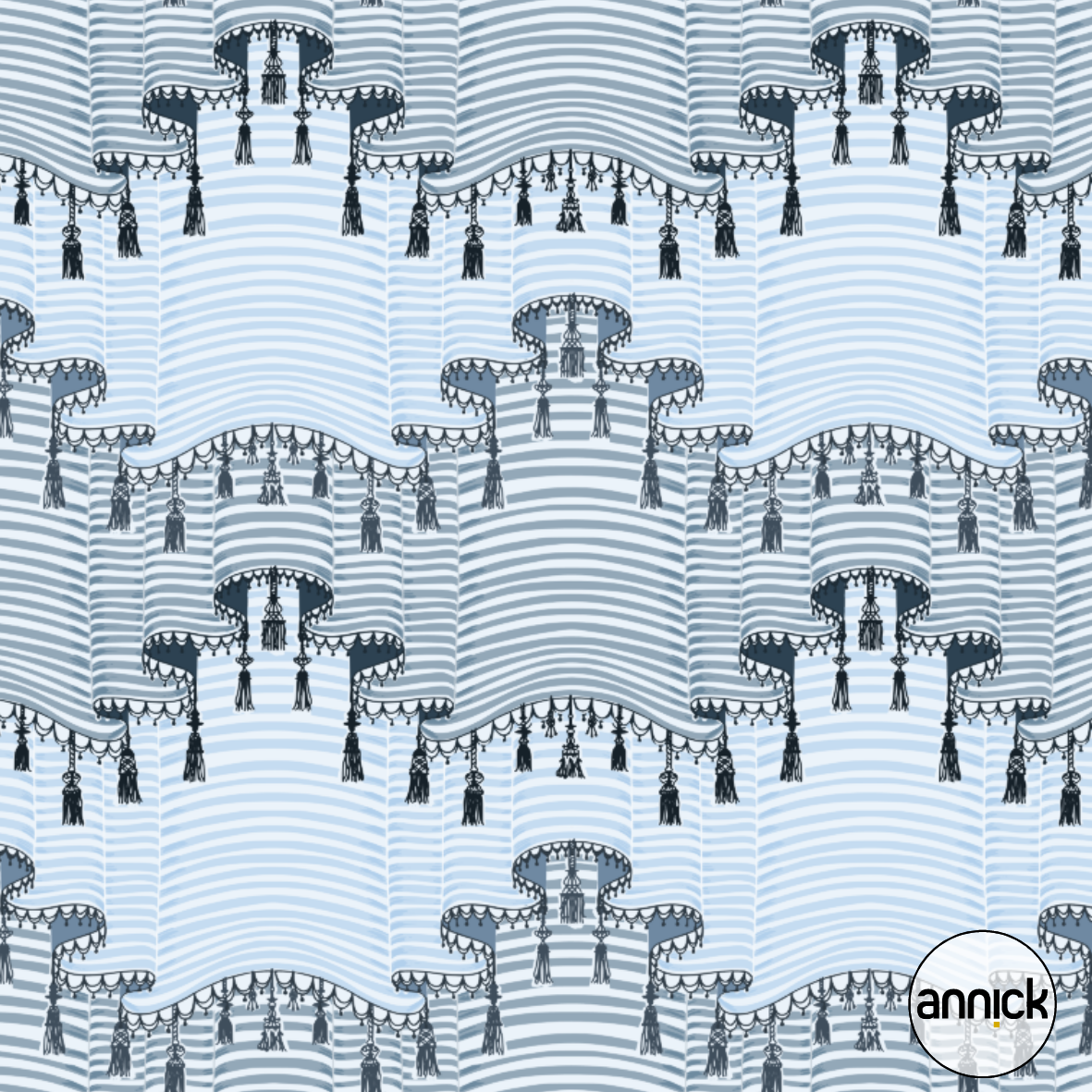 Bio Fabric - Drapes and Tassels blue