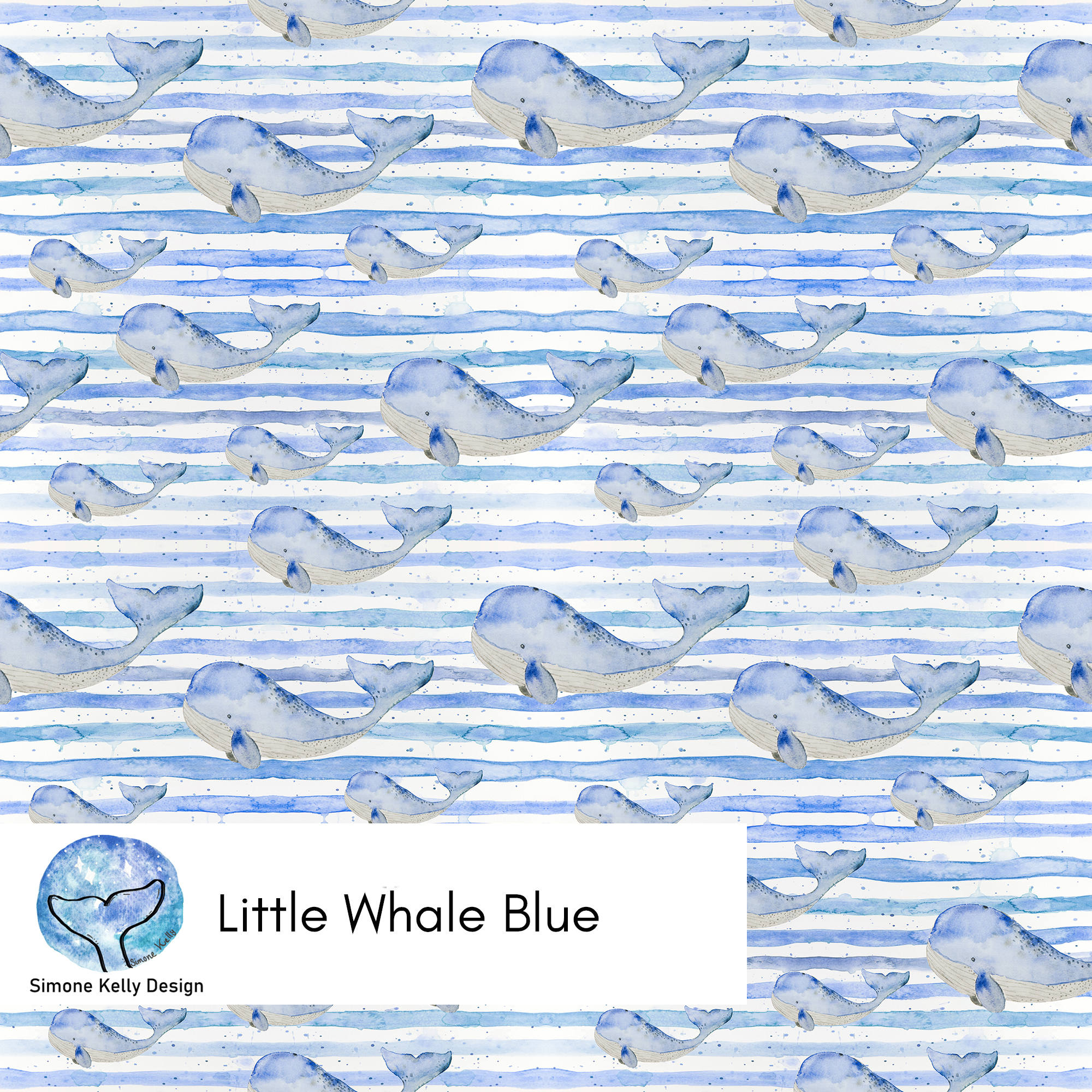 Bio Fabric - Little Whale Blue by Simone Kelly in blue