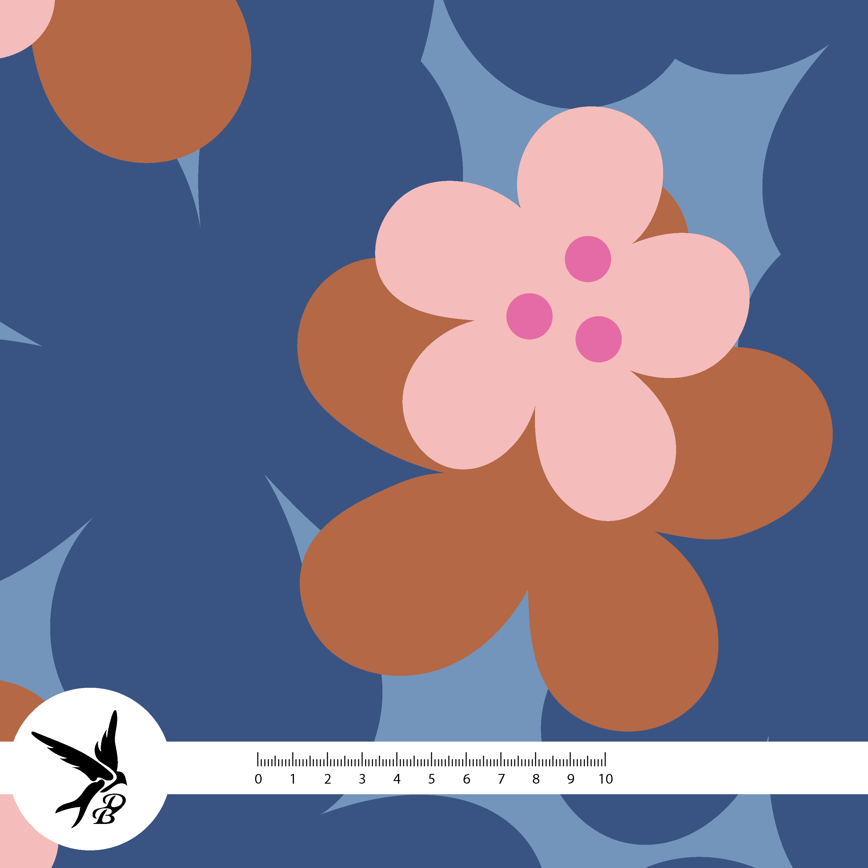 Bio Stoff - Button Loop Blumen Blau von Daniela Bonn in blau