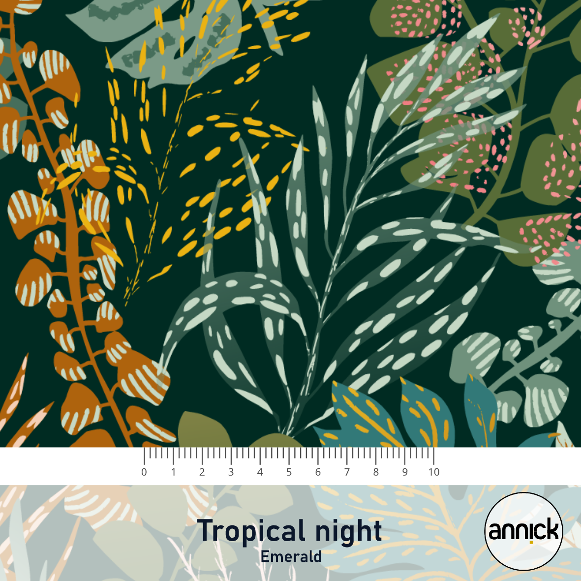Bio Webware Stoff - Tropical Night Emerald - Annick, Floral & Blumen, grün, 100% Bio-Baumwolle Bio Webware Stoff - Tropical Night Emerald - Annick, Floral & Blumen, grün, 100% Bio-Baumwolle