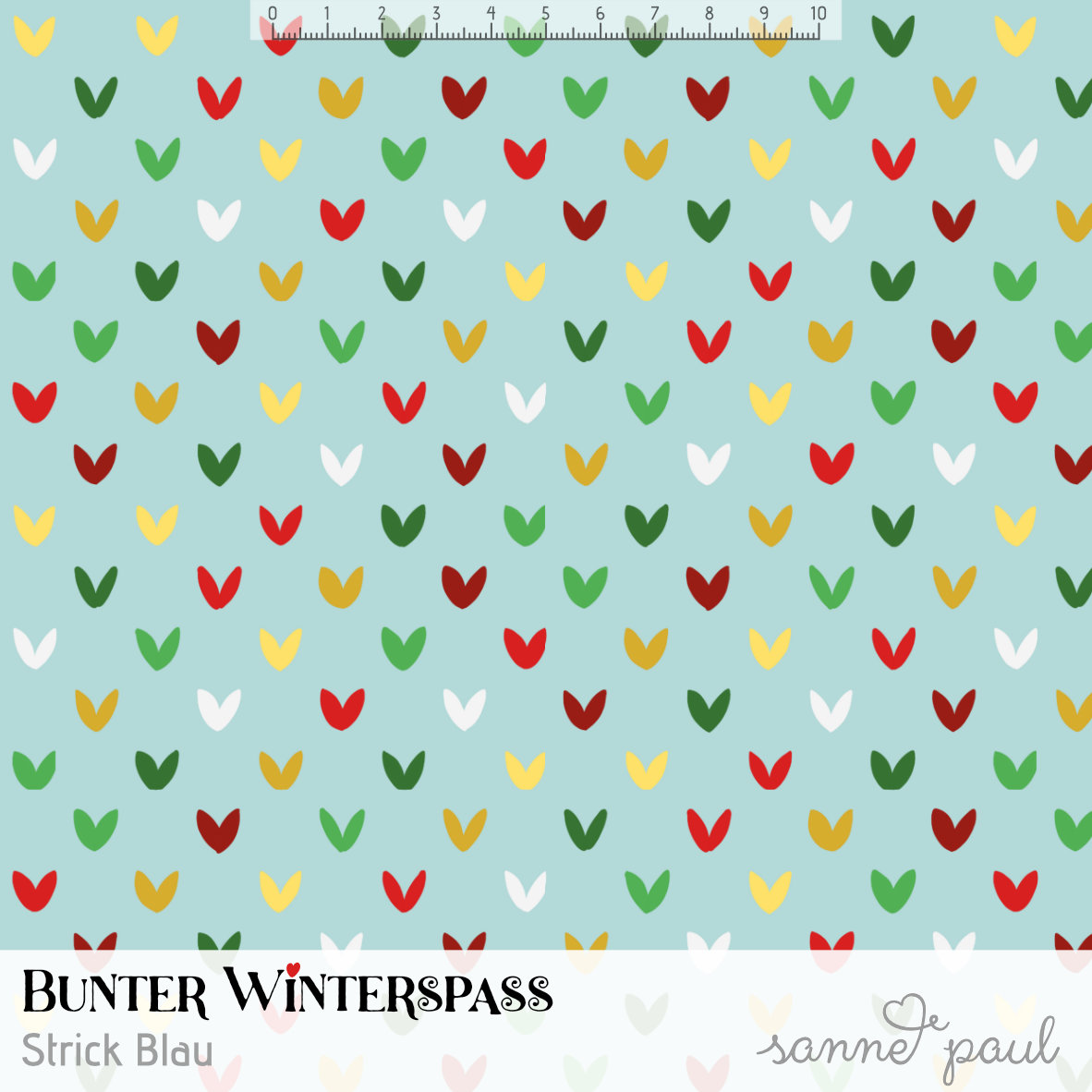 Bio Jersey Stoff  - Bunter Winterspaß Strick Blau - SannePaul, Winter, Blau, Breite 150 cm