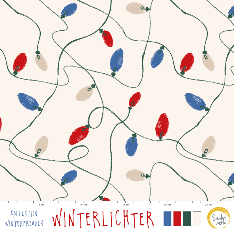 Bio Webware Stoff - Winterlichter- Sanktwerk, Weihnachten, creme, 100% Bio-Baumwolle Bio Webware Stoff - Winterlichter- Sanktwerk, Weihnachten, creme, 100% Bio-Baumwolle