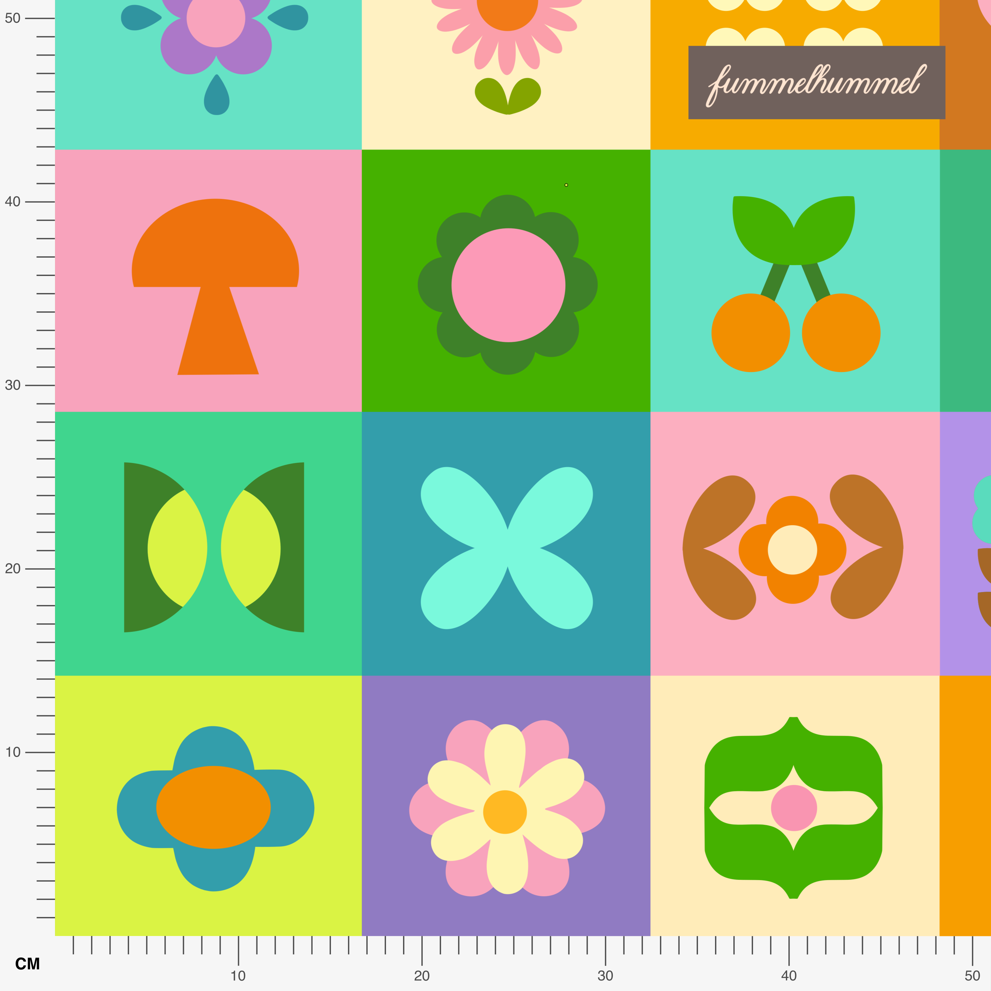 Bio Stoff  - 1m Panel Adventskalender Buntensilo bunt
