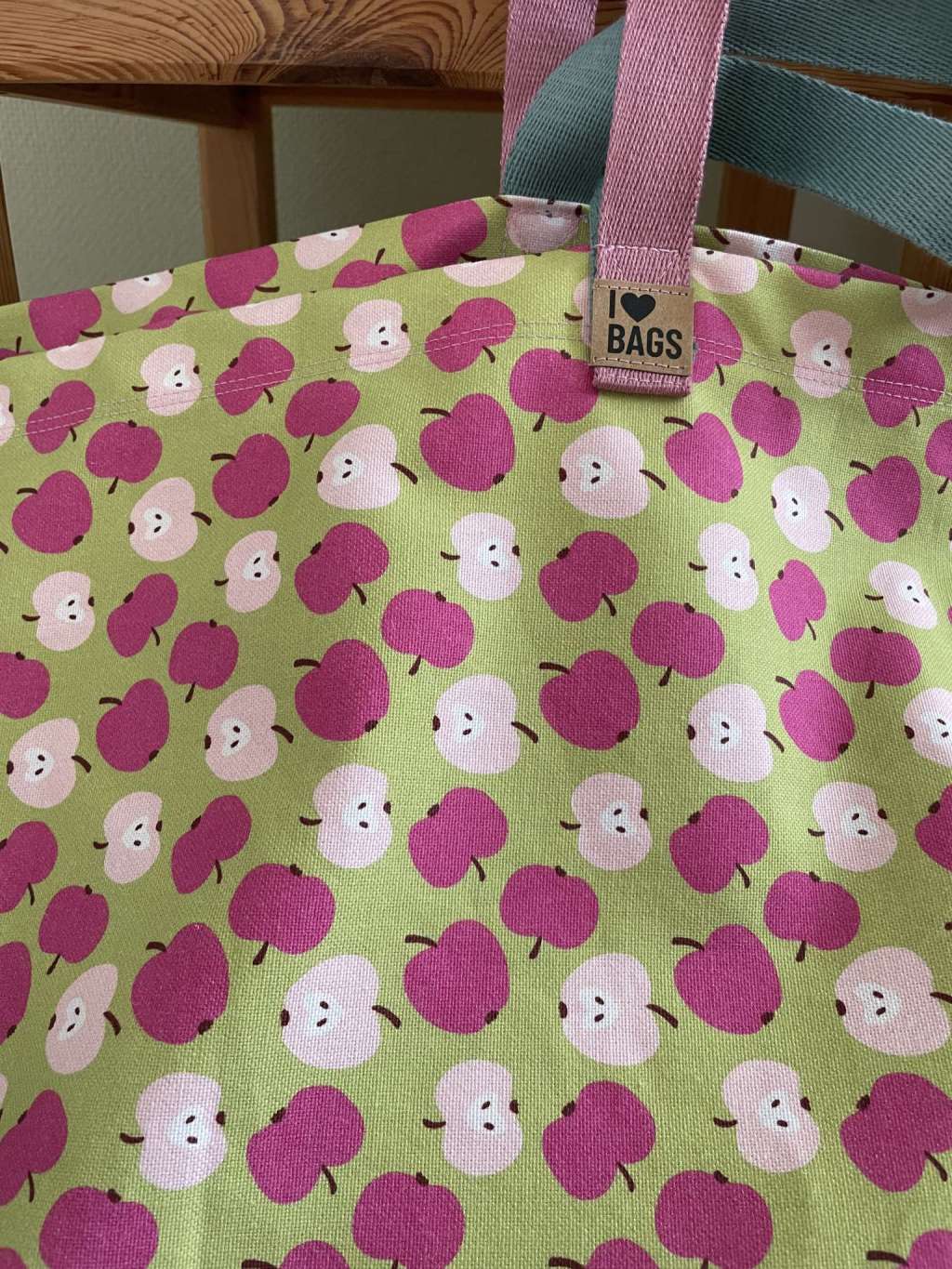 Organic Fabric - Apple Pattern Pink by Andrea Liesert in pink