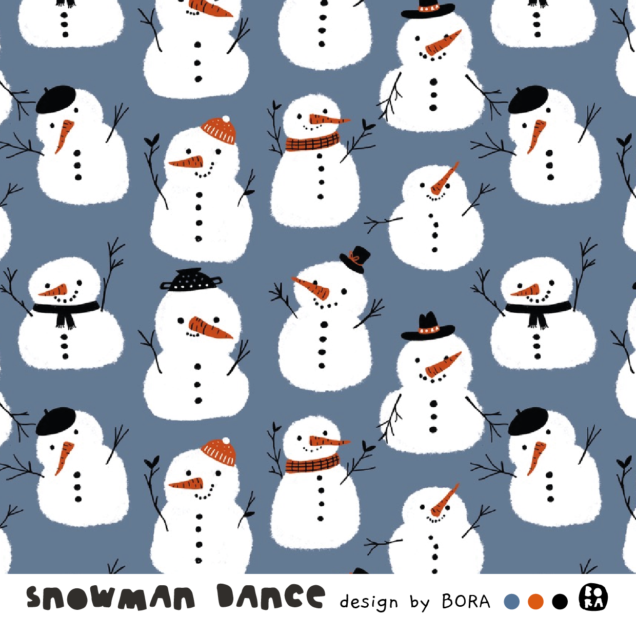Scuba Stoff  -  Snowmandance  - Bora, blau, weiß, Breite 150 cm