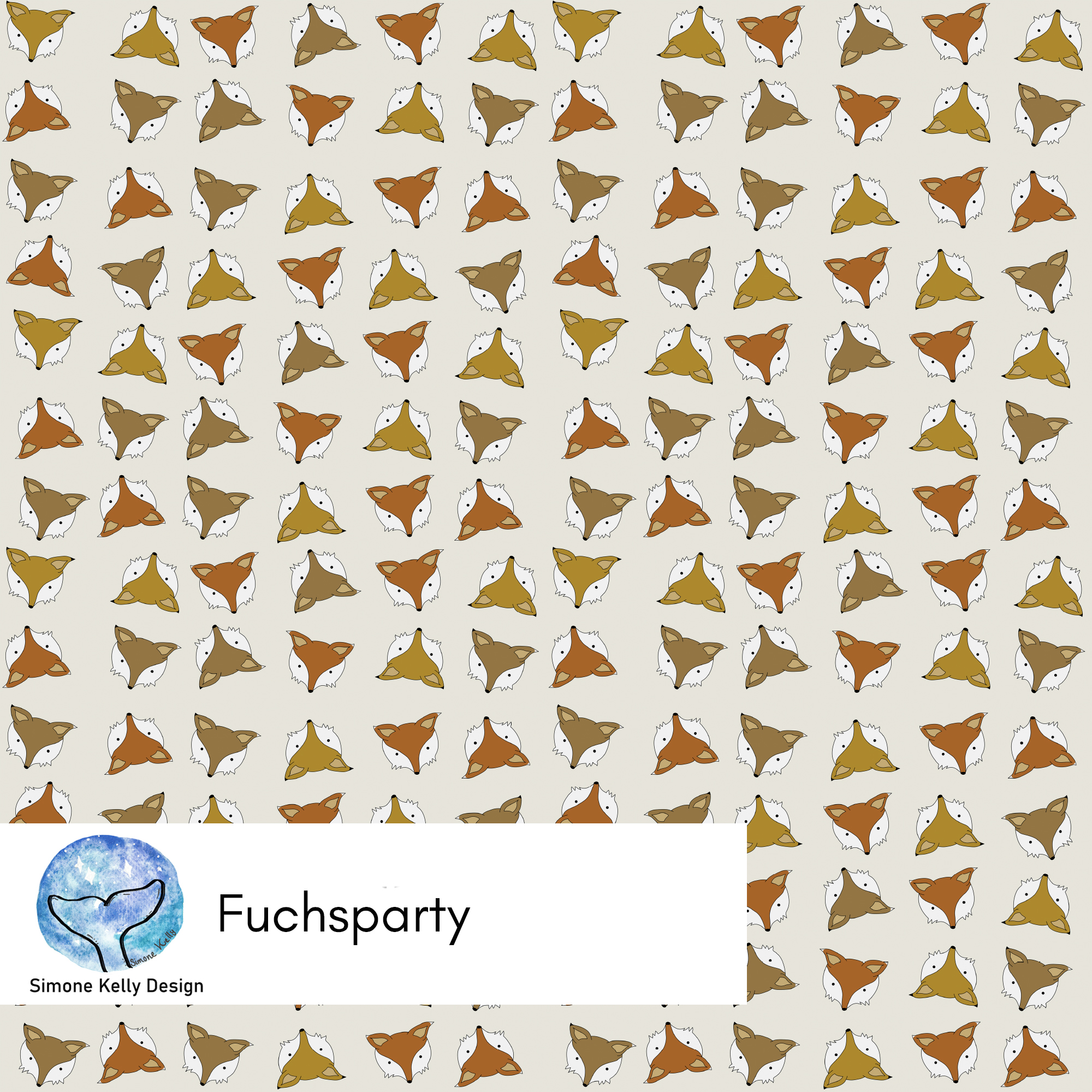 Bio Fabric - Fox Party by Simone Kelly in beige