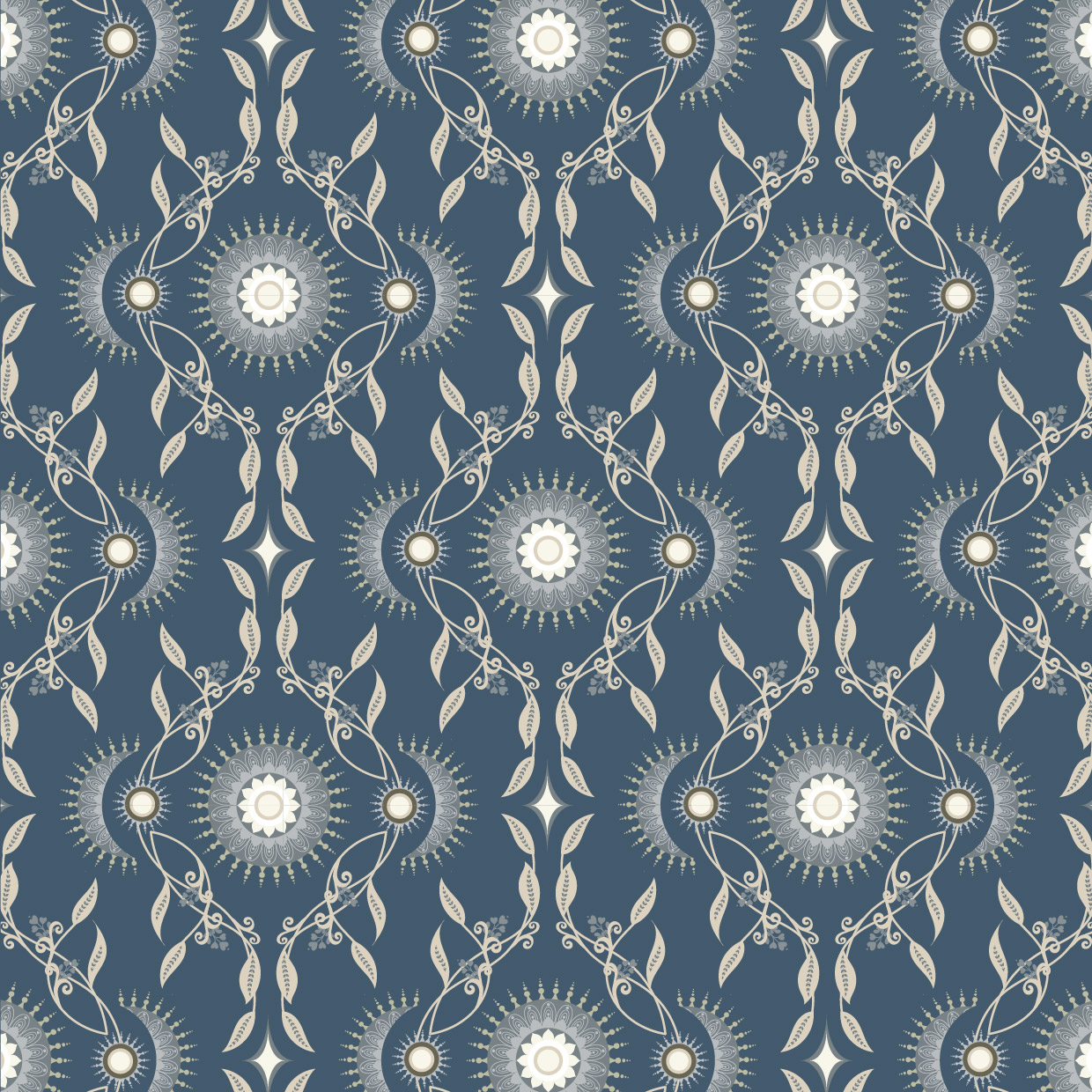 Bio Webware Stoff - Sun and Moon Blue - EviRoider, blau, Blätter & Ranken 100% Bio-Baumwolle Bio Webware Stoff - Sun and Moon Blue - EviRoider, blau, Blätter & Ranken 100% Bio-Baumwolle