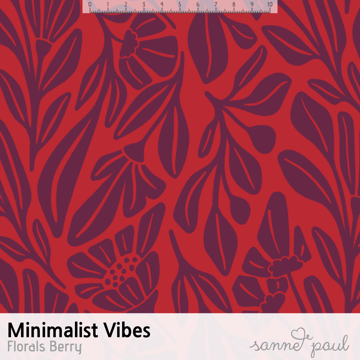 Bio Stoff - Minimalist Vibes Florals Berry von Sanne Paul in rot