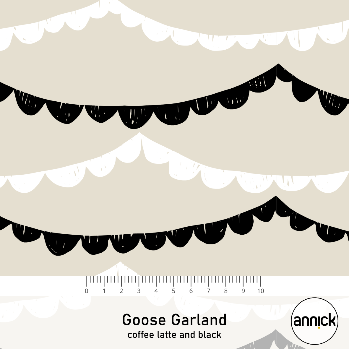 Bio Stoff - Goose Garland Caffee Latte und Schwarz von Annick in beige