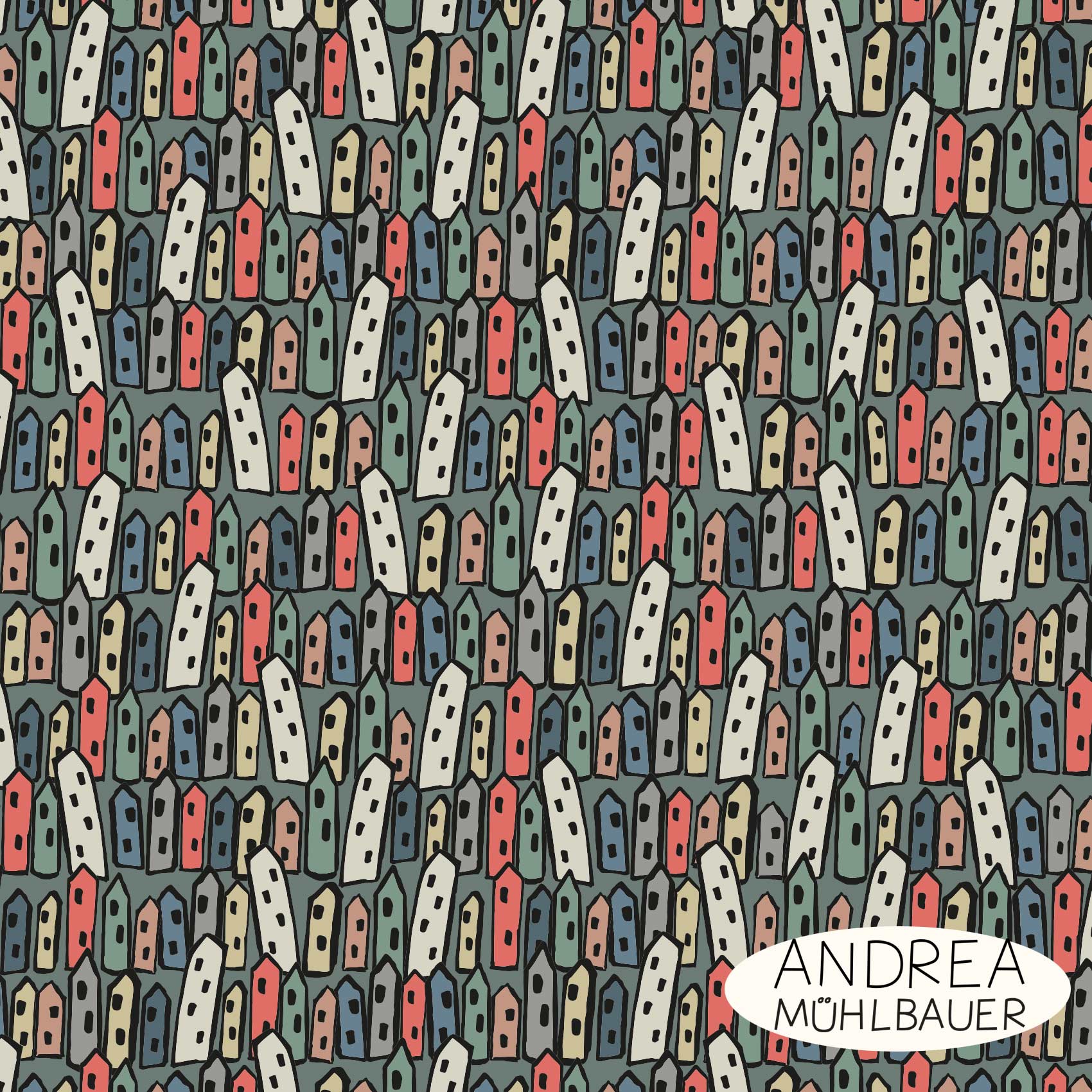 Bio Webware Stoff  -  Back in the City Medium  - AndreaMuehlbauer, bunt, Abstrakt, 100% Bio-Baumwolle