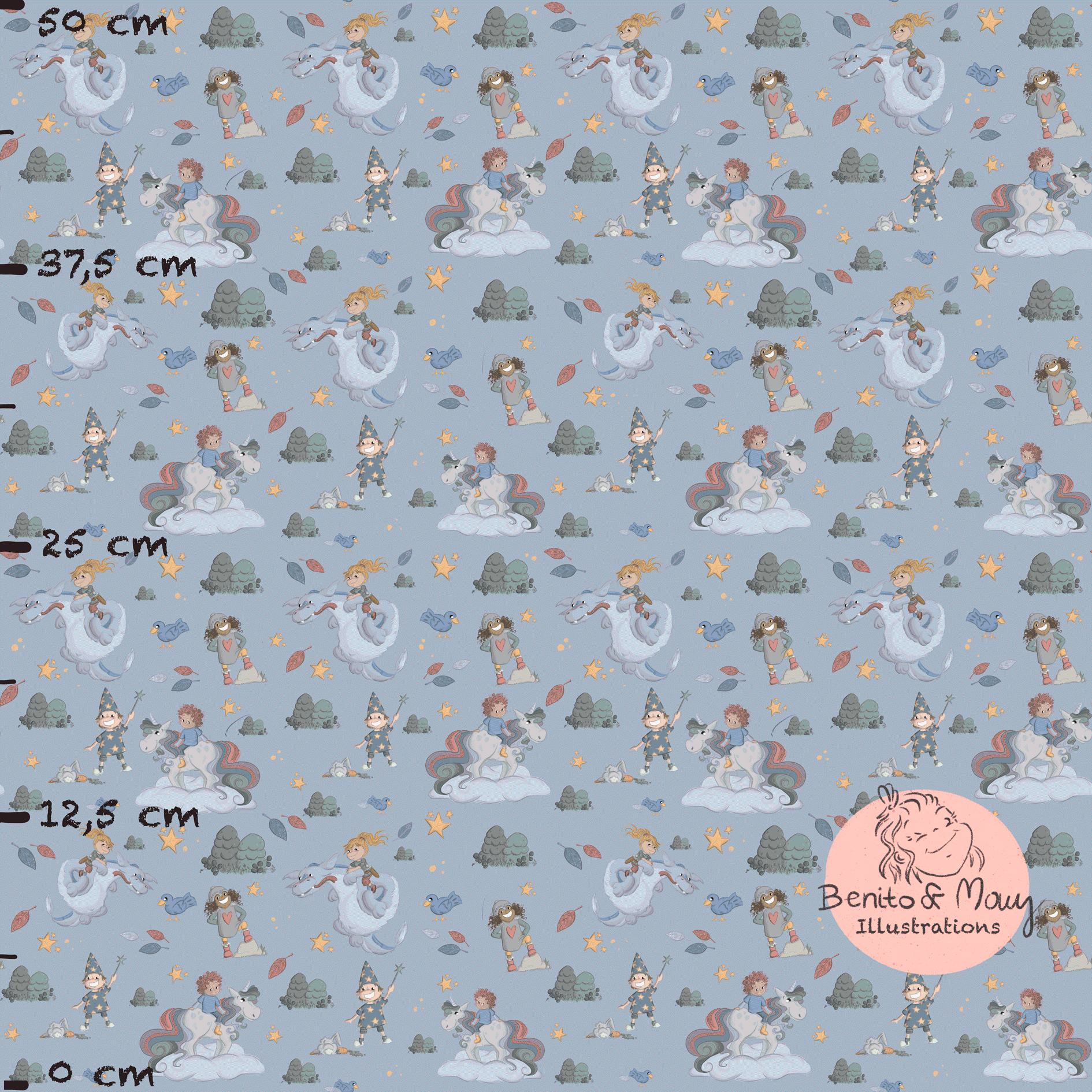 Bio Stoff - Be You Be Magic Hellblau Klein von Benito Und Maus Illustrations in blau