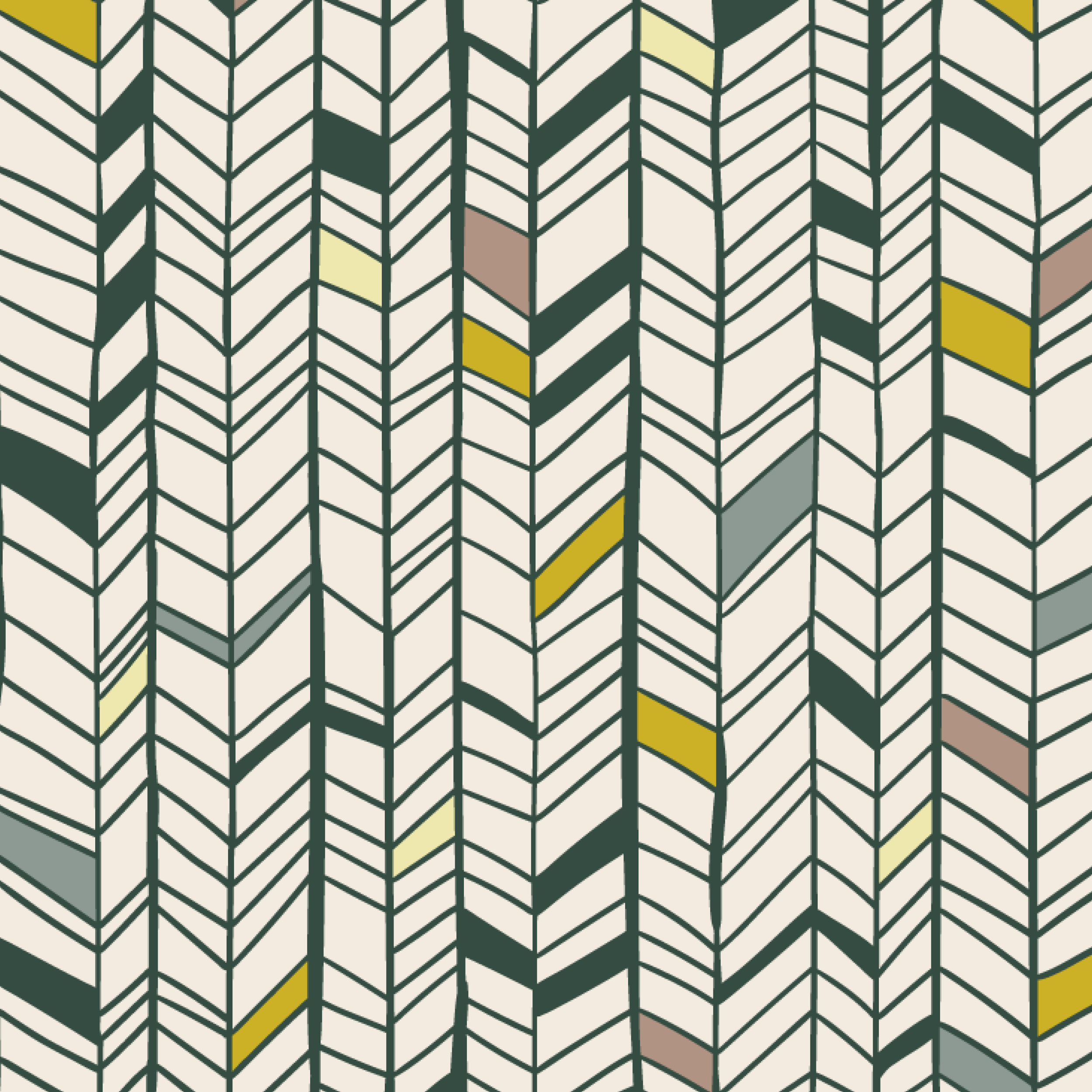 Organic fabric  - Colourful Herringbone green