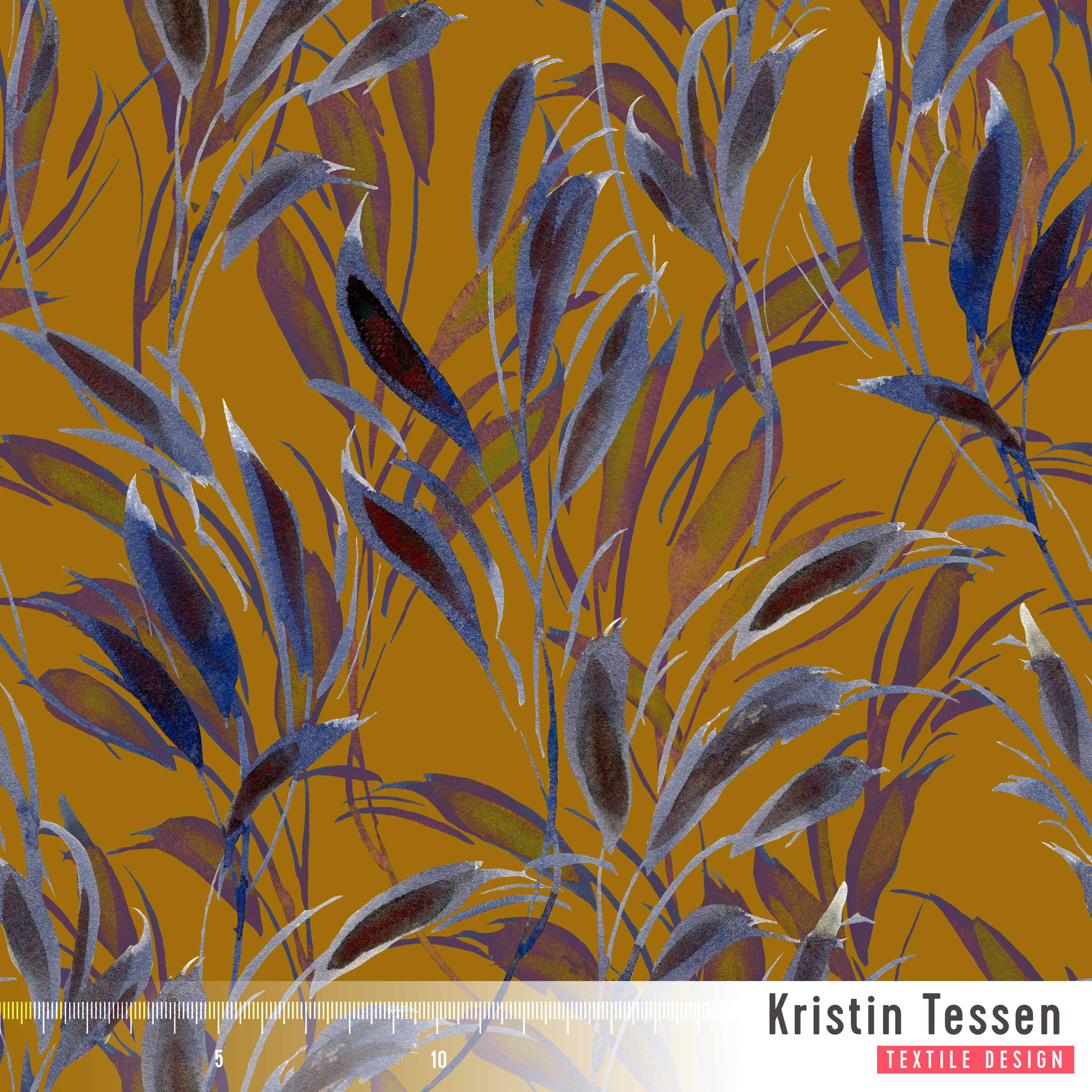 Bio Fabric - Summerleaves Safran by Kristin Tessen in orange