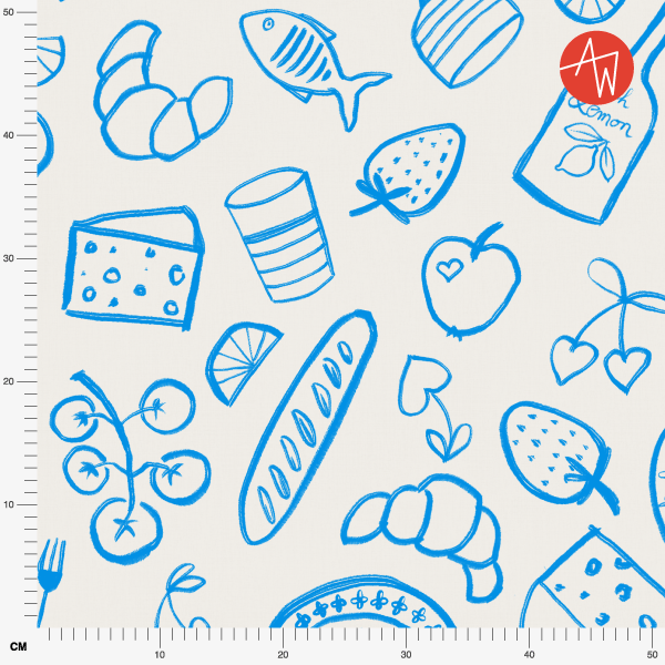 Bio Stoff  - Großes Sommer Picnic blau