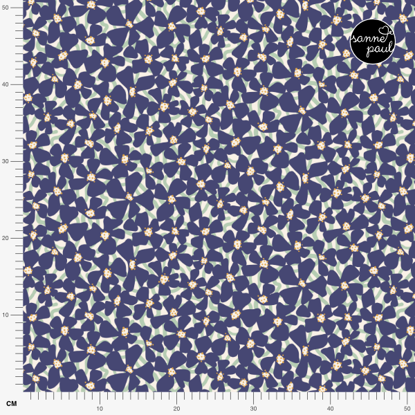 Bio Stoff  - Küstenatelier Blumenmeer blau