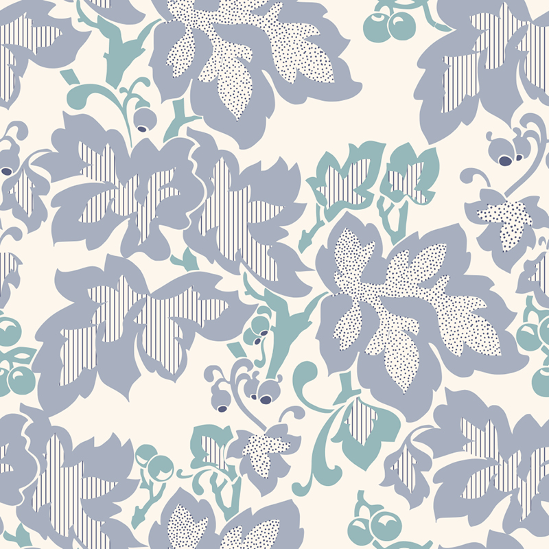 Bio Stoff  -  Botanical Cottage Vine Leaves blau