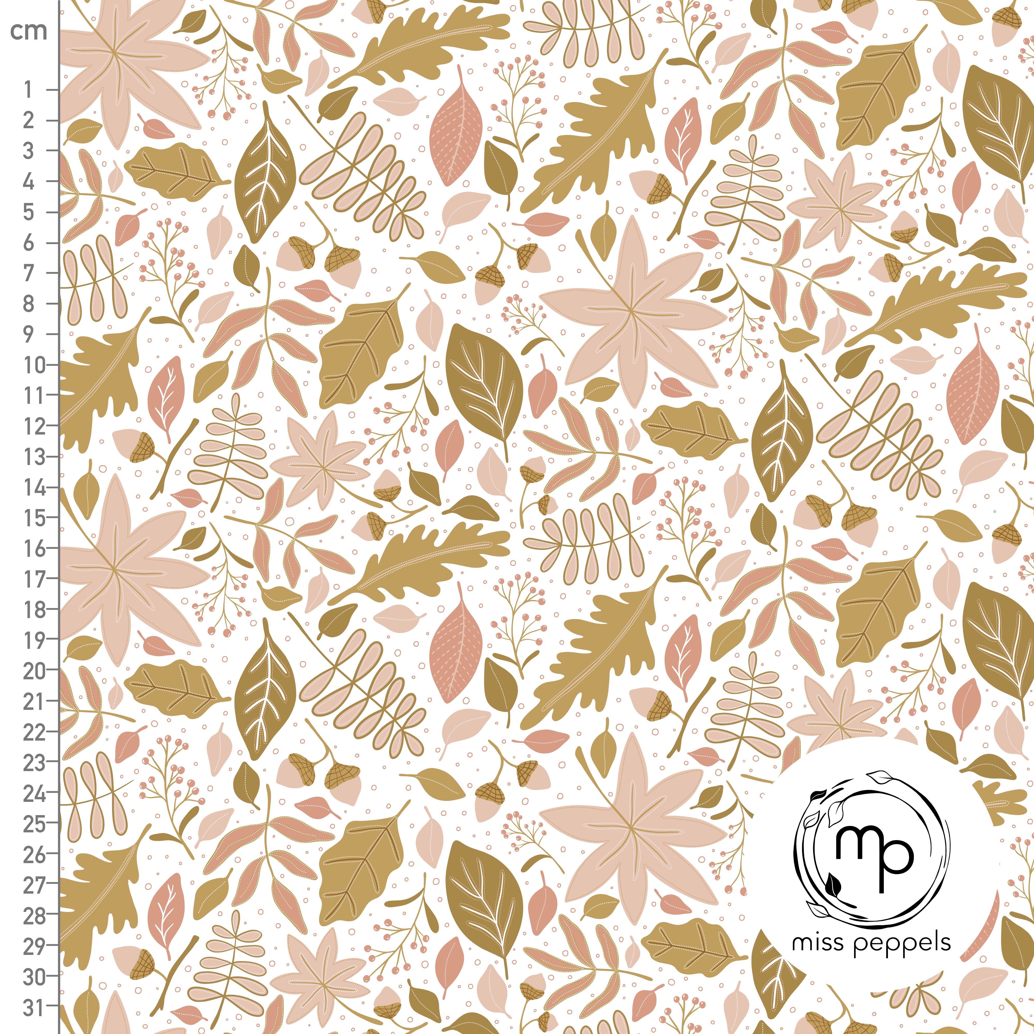 Bio Stoff - Fallende Blaetter von misspeppels in rosa und beige