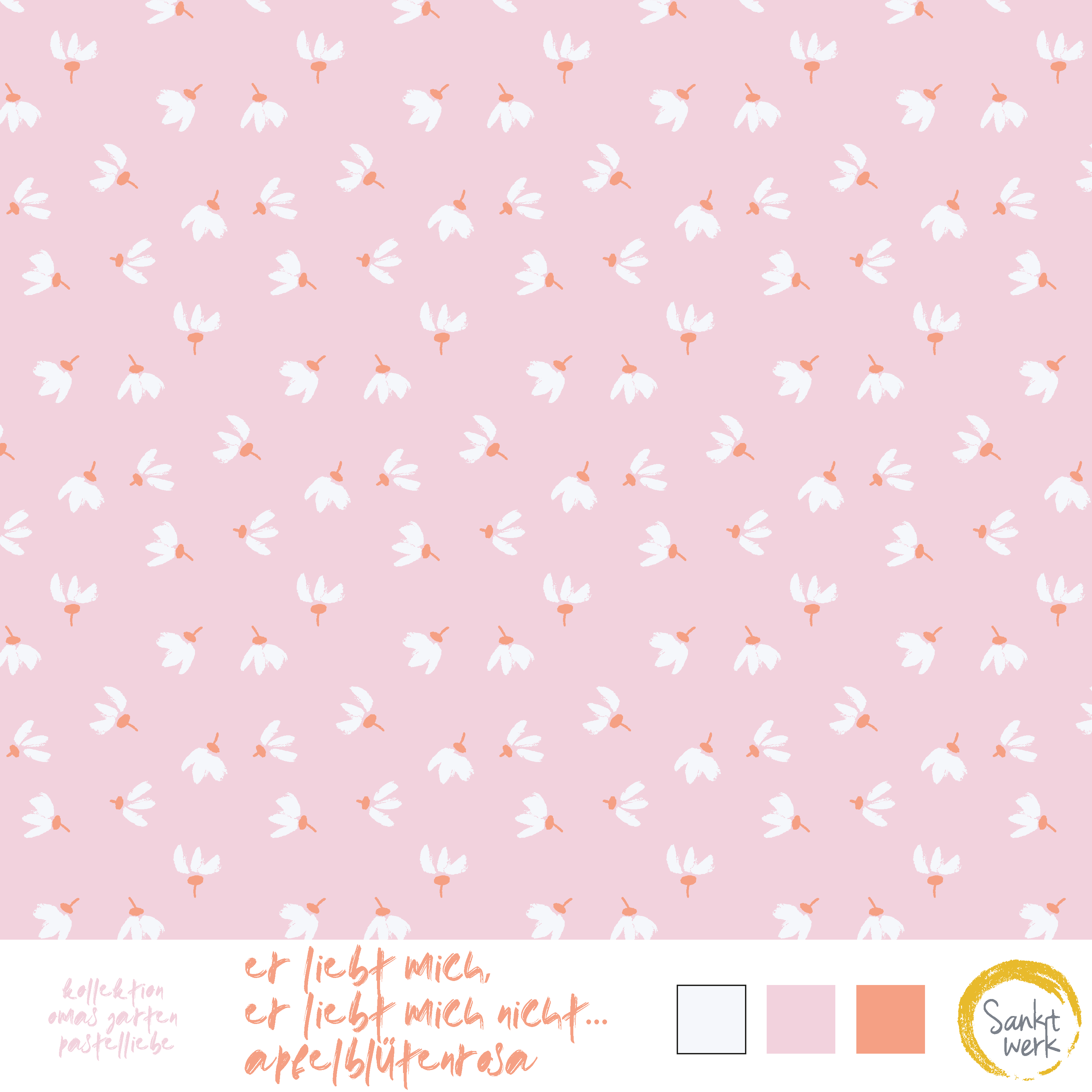 Bio Stoff  -  Er liebt mich er liebt mich nicht...  - Sanktwerk, Garten, Frühling, Floral & Blumen, rosa
