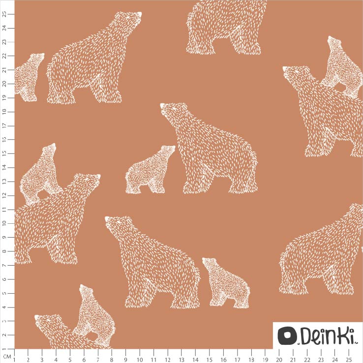 Bio Stoff  - Bärenliebe Braun - Deinki, Tiere, Winter, braun