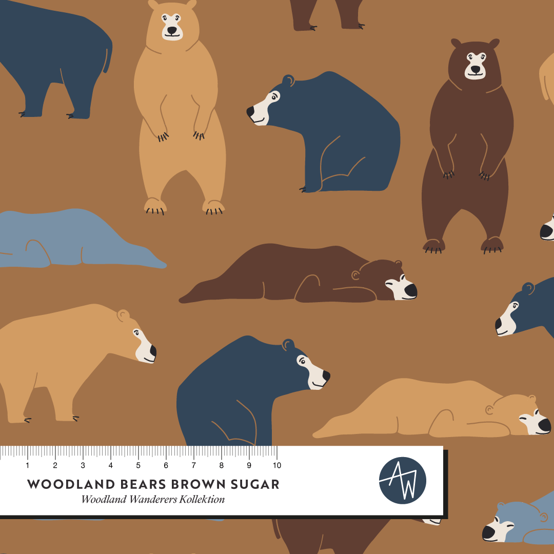 Bio Stoff - Woodland Bears Brown Sugar von Alexandra Weise in braun Bio Stoff - Woodland Bears Brown Sugar von Alexandra Weise in braun