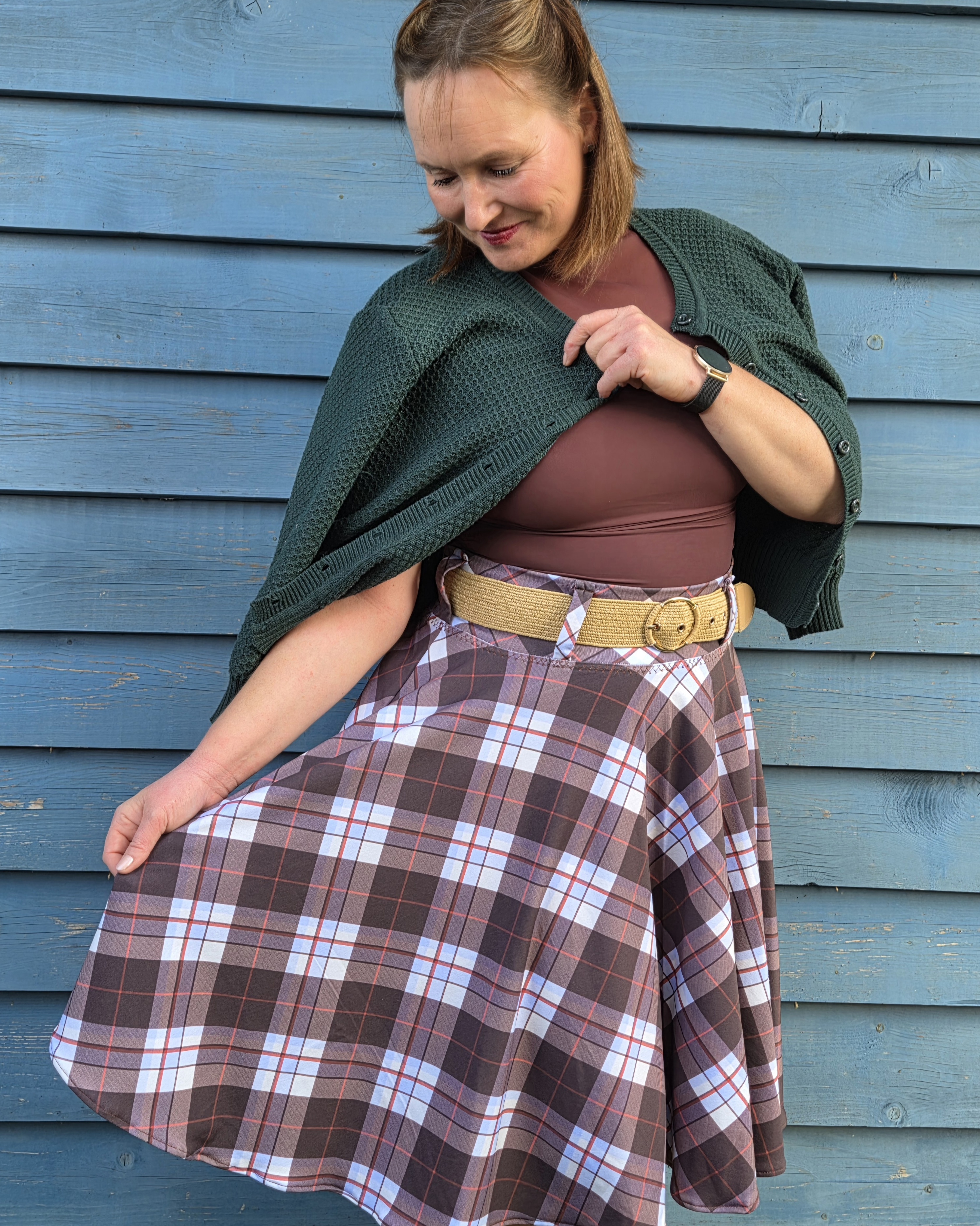 Organic fabric  - Cozy Diagonal Plaid brown - Alexandra Weise