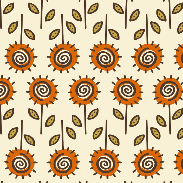 Bio Stoff  -  Retro Sommerblumen beige