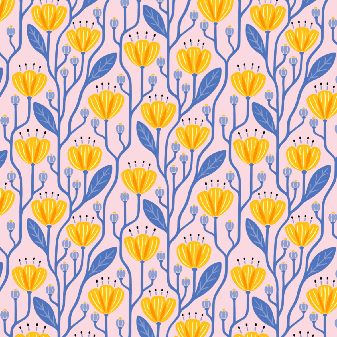 Bio Stoff  - Preppy Spring Growing Buttercups pink