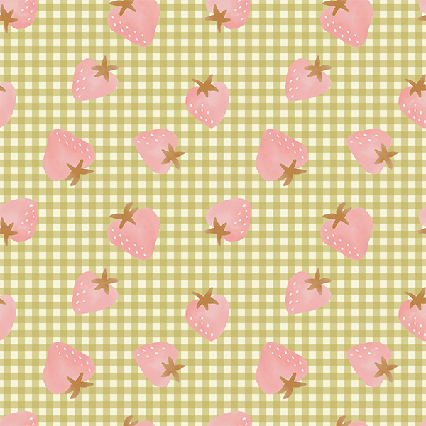 Organic fabric - Vichy Erdbeeren green