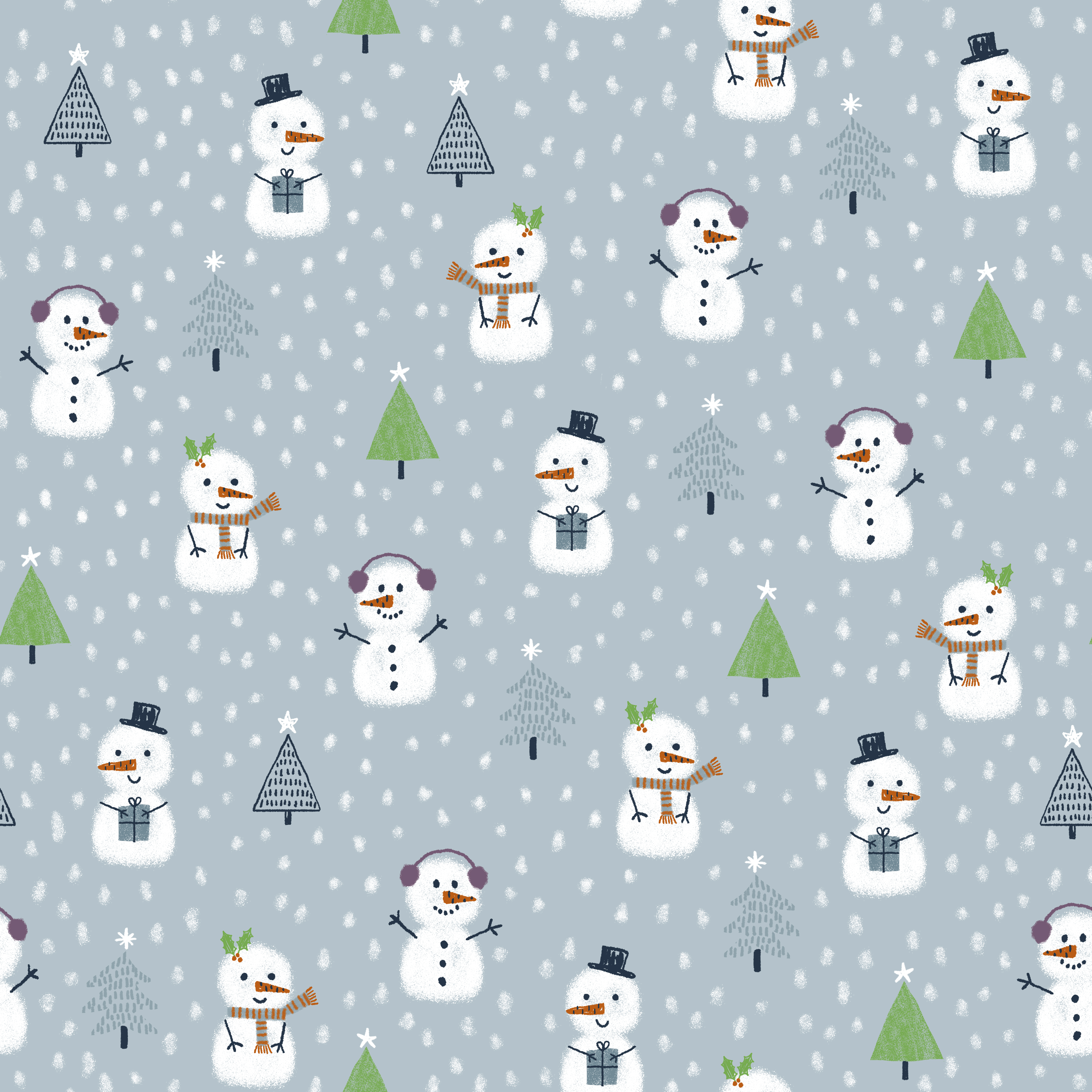 Scuba Stoff  -  Little Snowmans Christmas  - PetraCoumans, blau, weiß, grau, Breite 150 cm